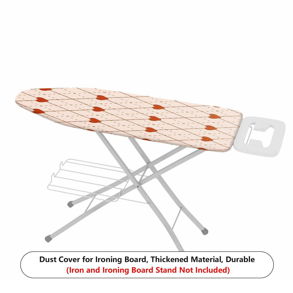 1-Piece Heart Printed Diamond Pattern Beige  Ironing Board Cover, Universal Size, Without Board