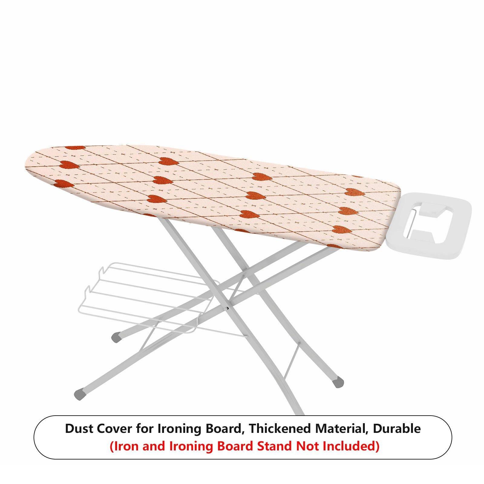 1-Piece Heart Printed Diamond Pattern Beige  Ironing Board Cover, Universal Size, Without Board