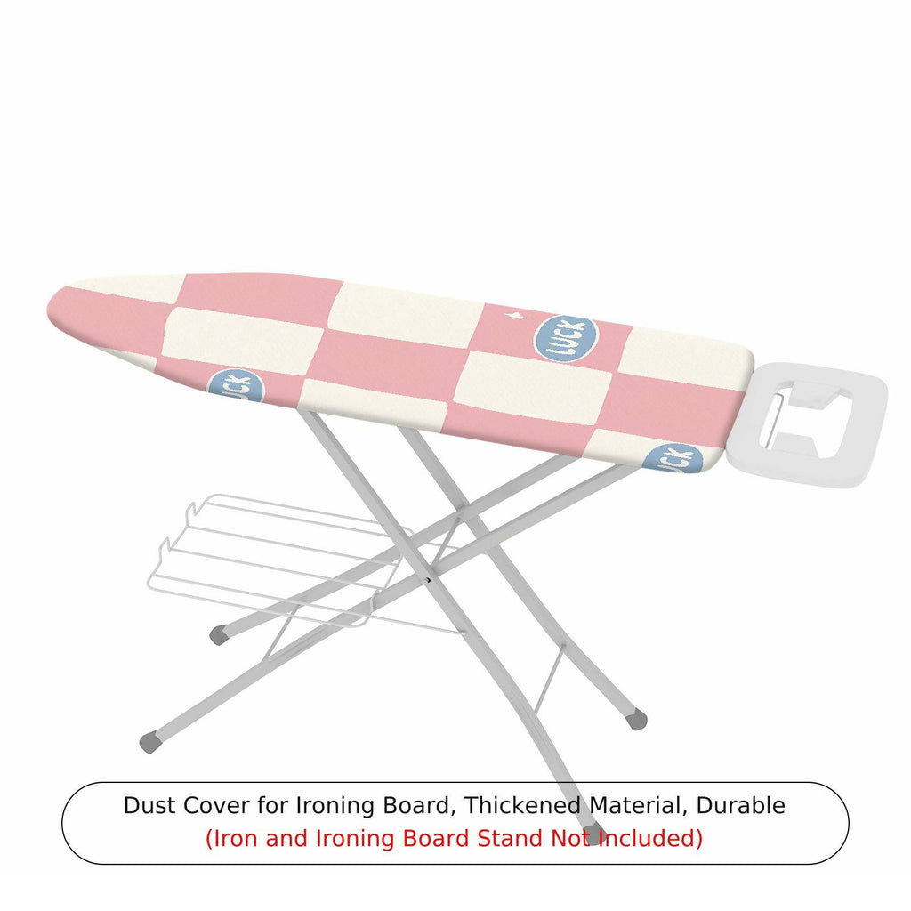 1-Piece Pink Checkered Luck  Ironing Board Cover, Universal Size, Without Board