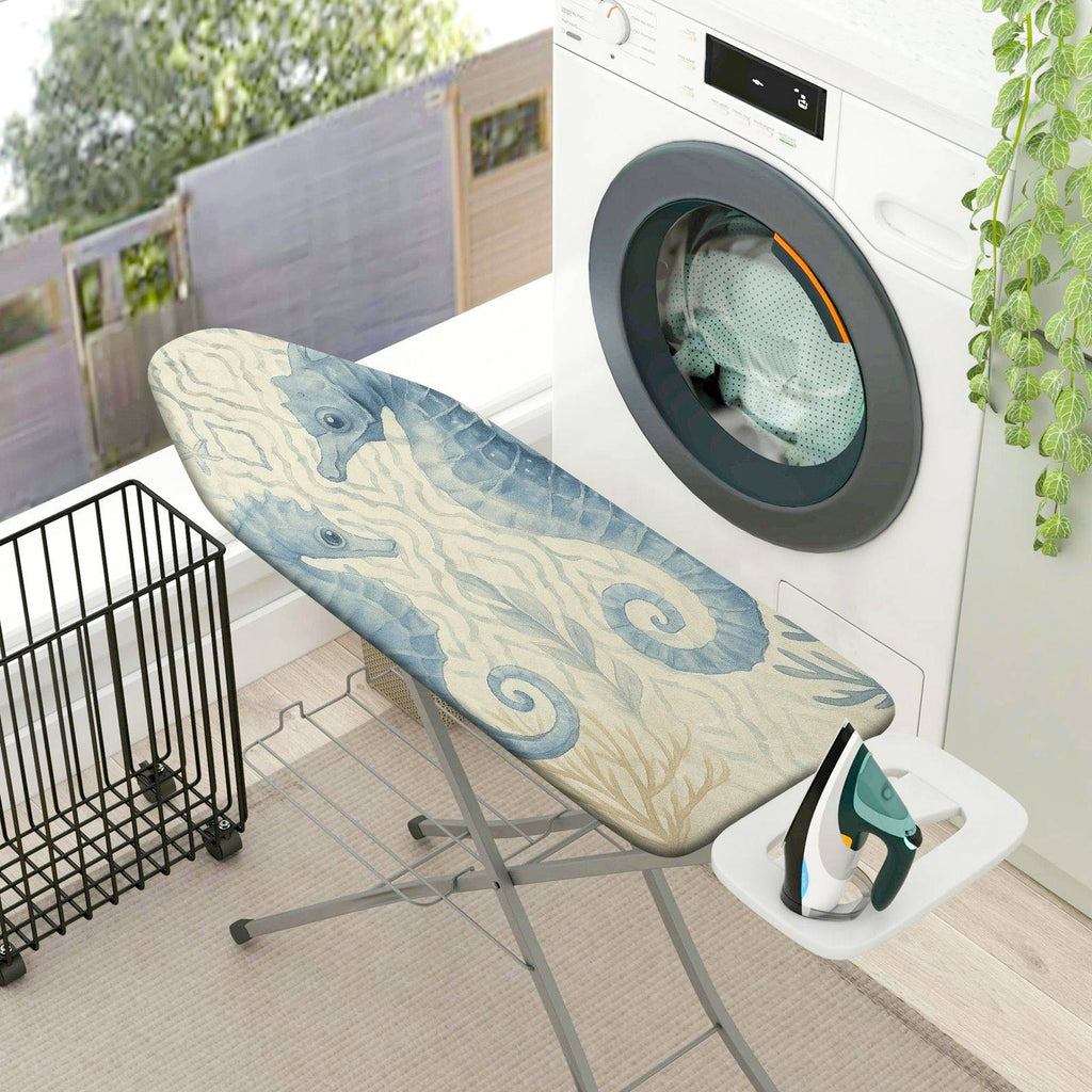 1-Piece Seahorse Ocean Blue  Ironing Board Cover, Universal Size, Without Board
