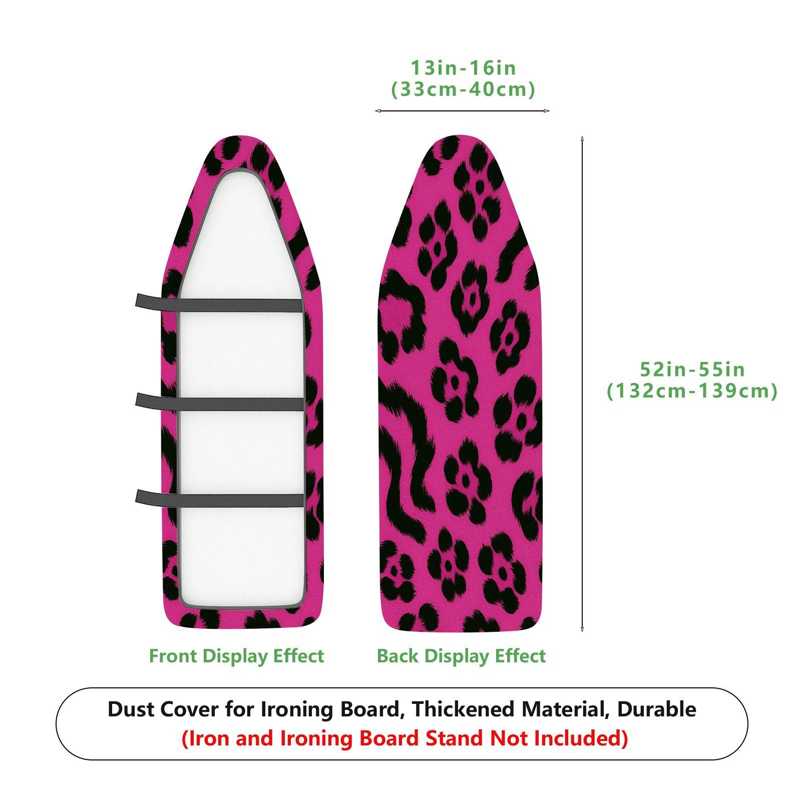 1-Piece Leopard print Pink Black  Ironing Board Cover, Universal Size, Without Board