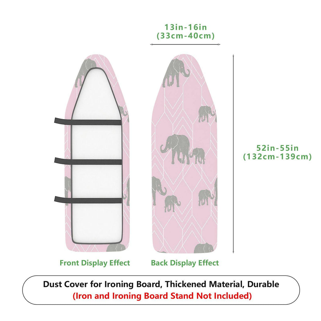 1-Piece Elephant Pink Grey  Ironing Board Cover, Universal Size, Without Board