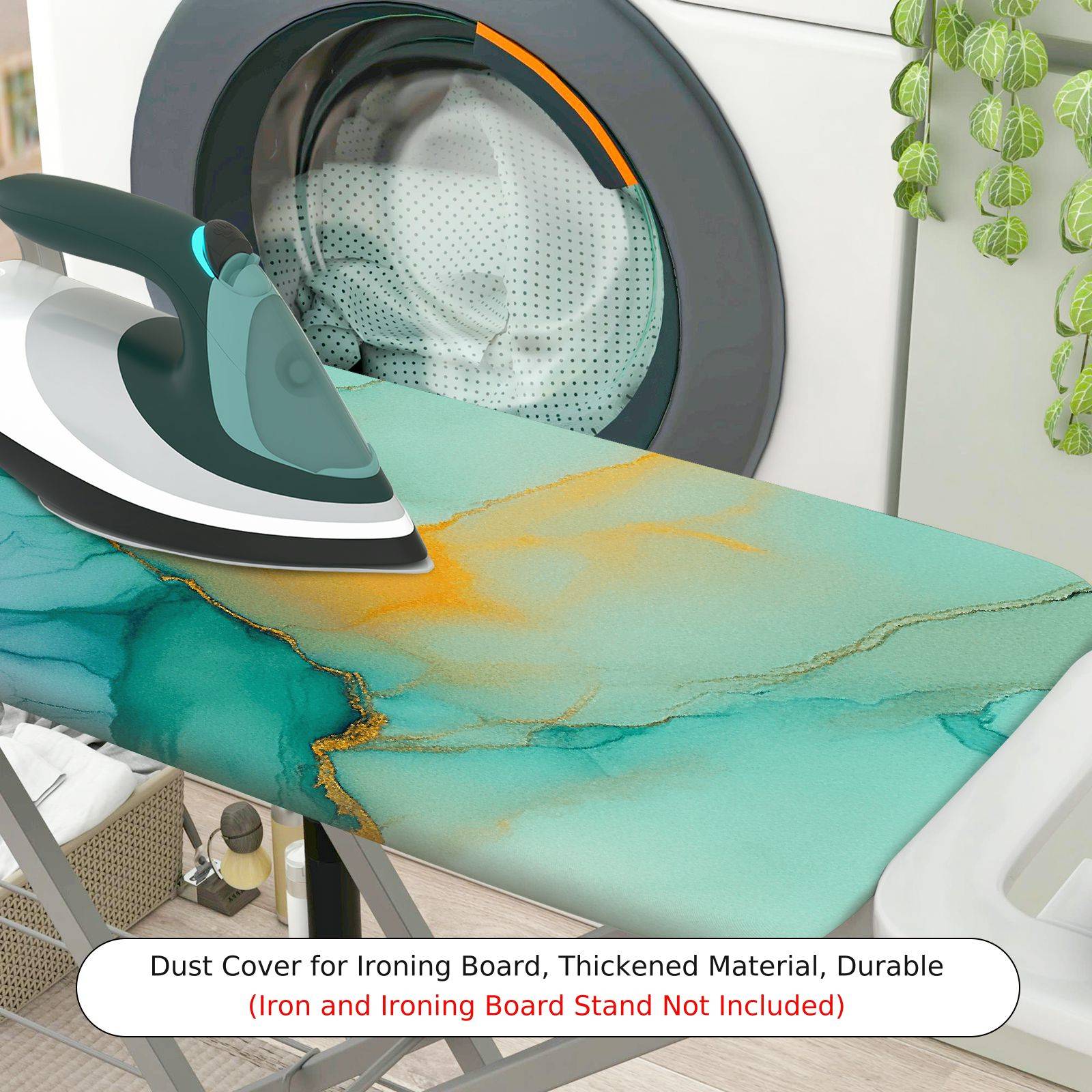 1-Piece Abstract Art Marble Green  Ironing Board Cover, Universal Size, Without Board