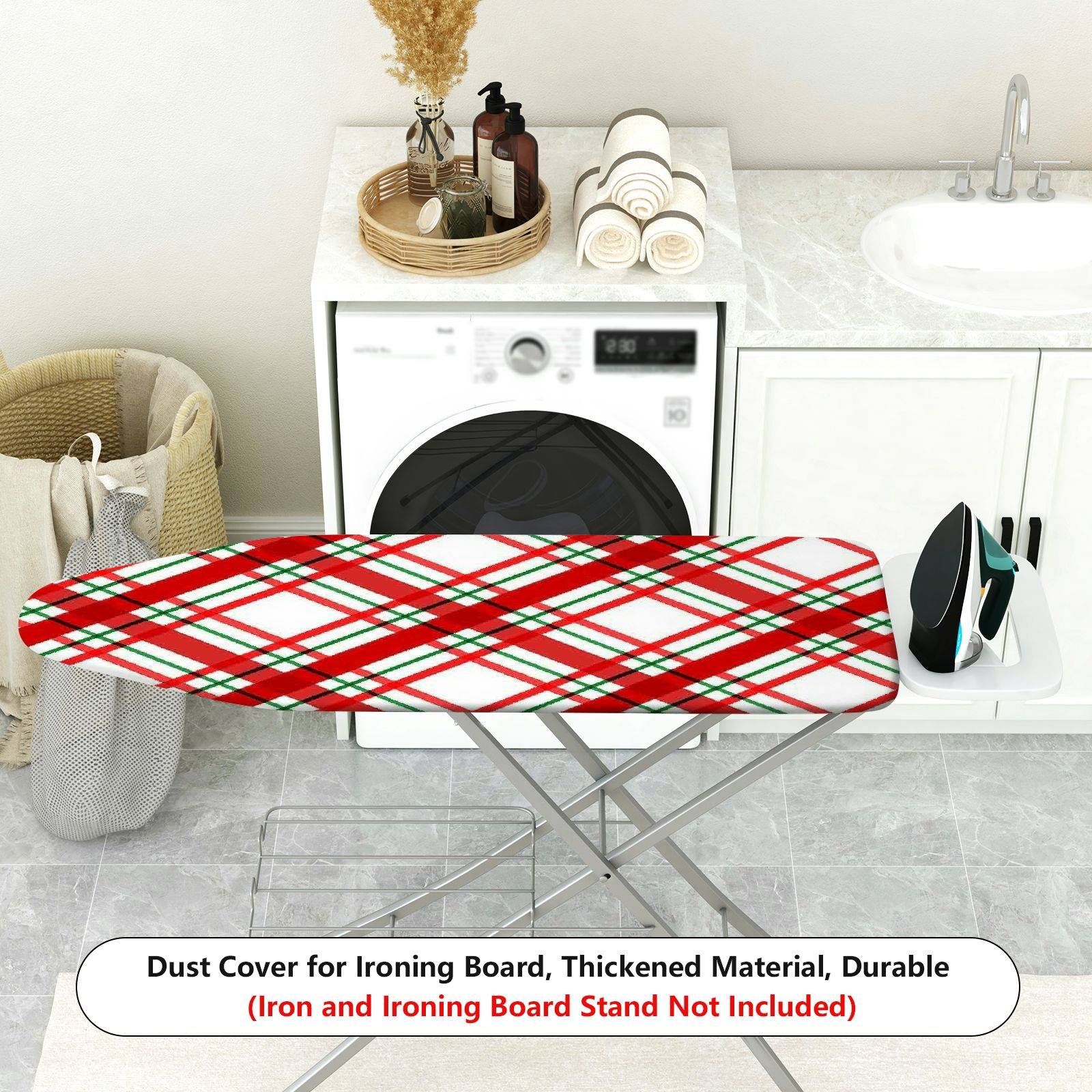 1-Piece Christmas Checkered Plaid  Ironing Board Cover, Universal Size, Without Board