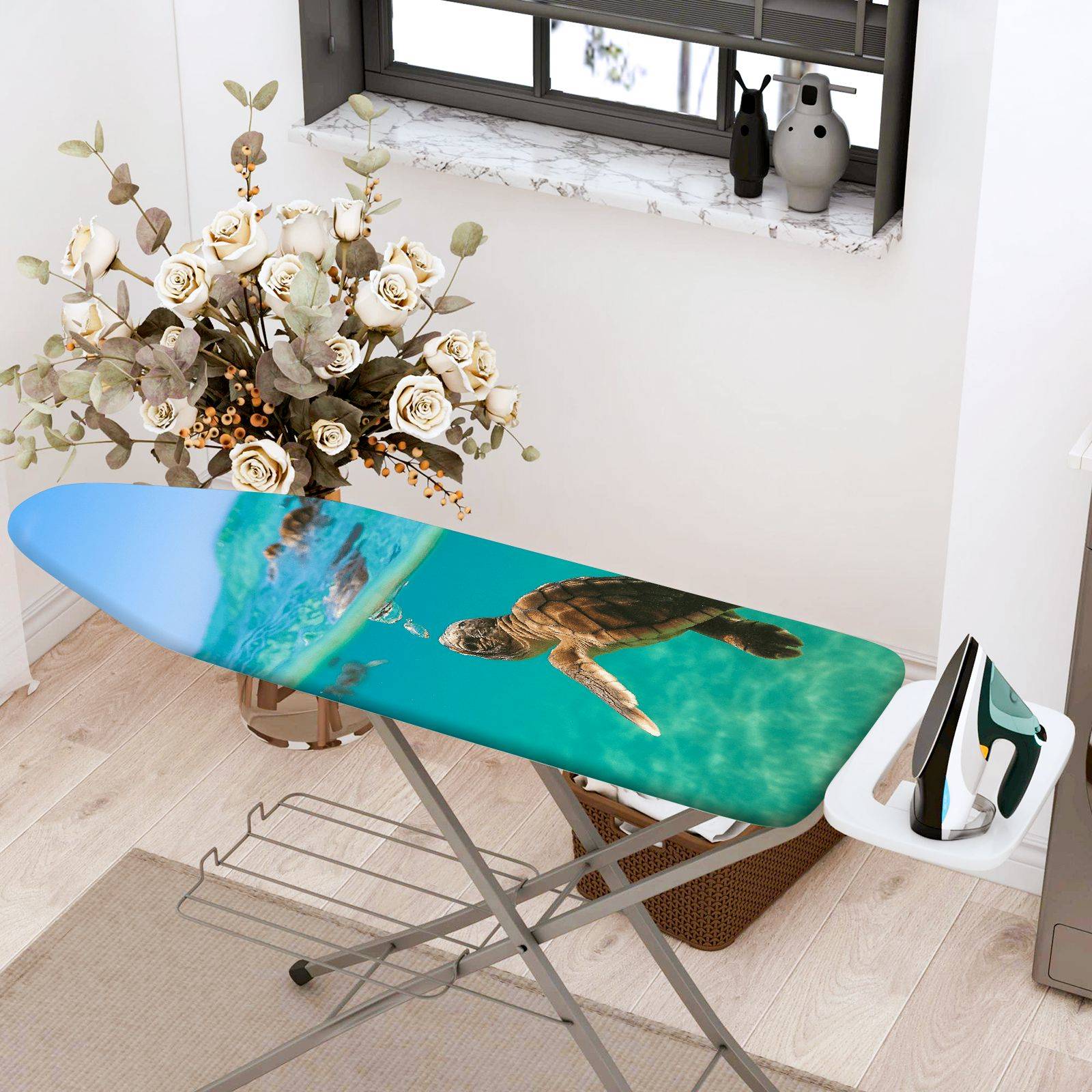 1-Piece Sea Turtle Ocean Blue  Ironing Board Cover, Universal Size, Without Board