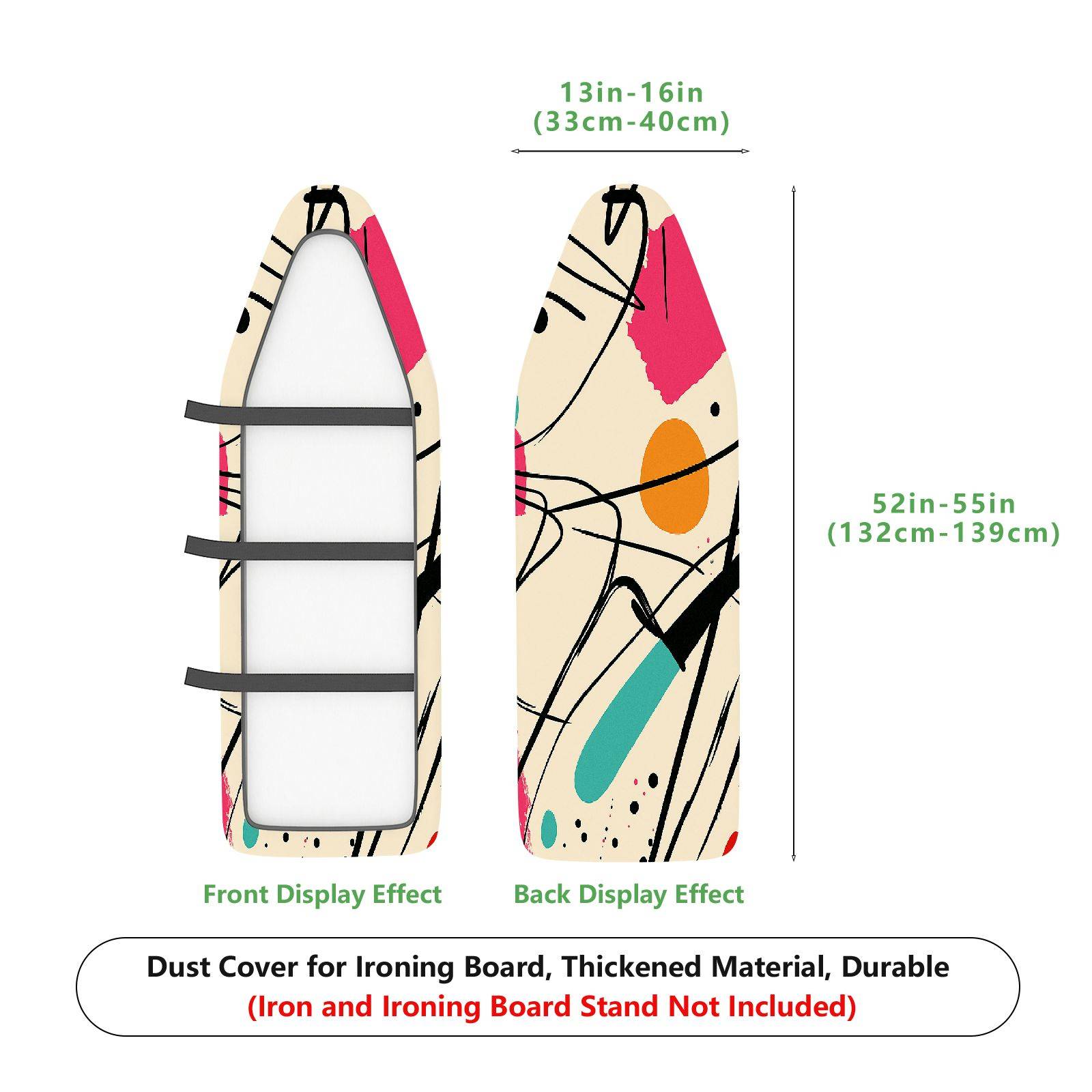 1-Piece Abstract Art Colorful Patterns Modern  Ironing Board Cover, Universal Size, Without Board
