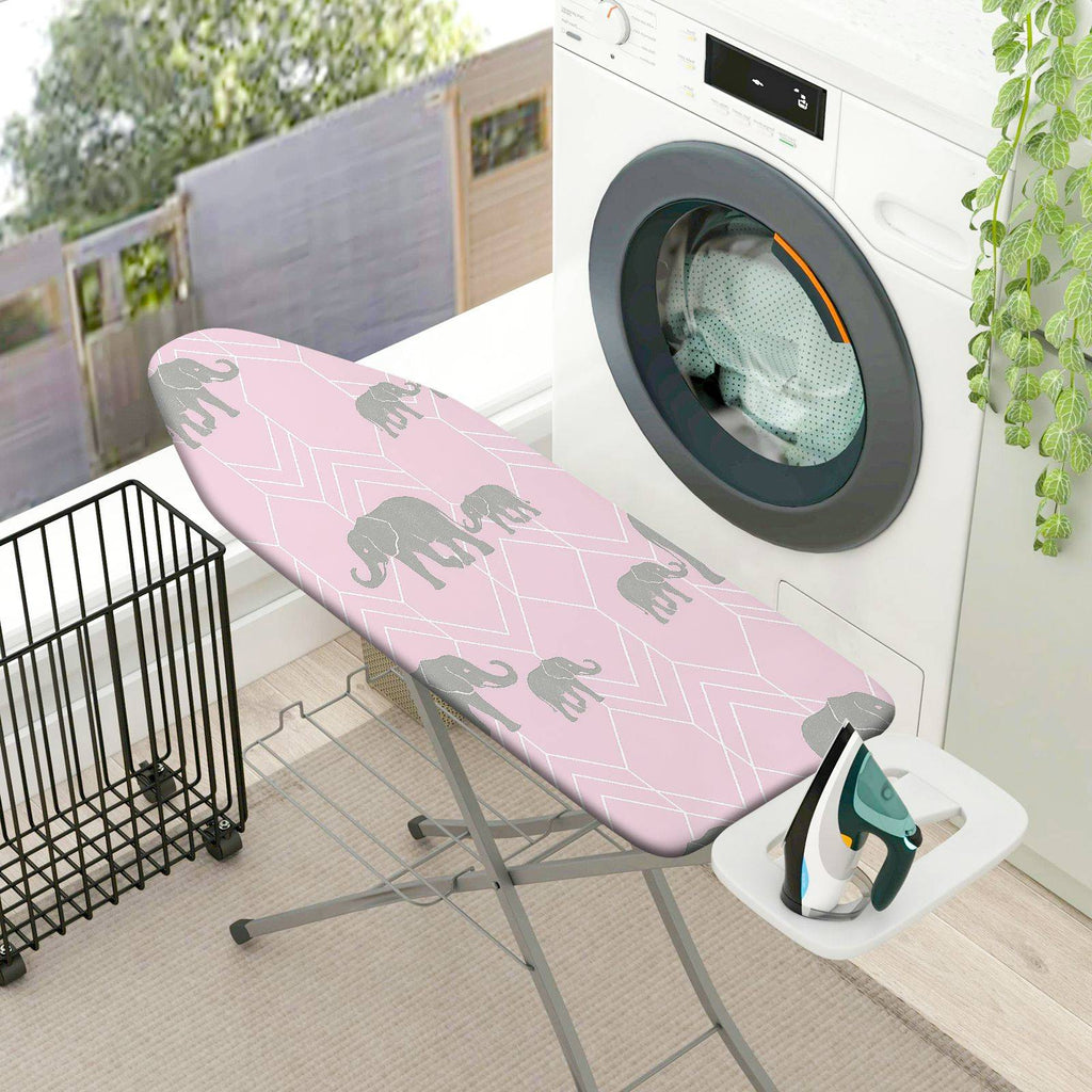 1-Piece Elephant Pink Grey  Ironing Board Cover, Universal Size, Without Board