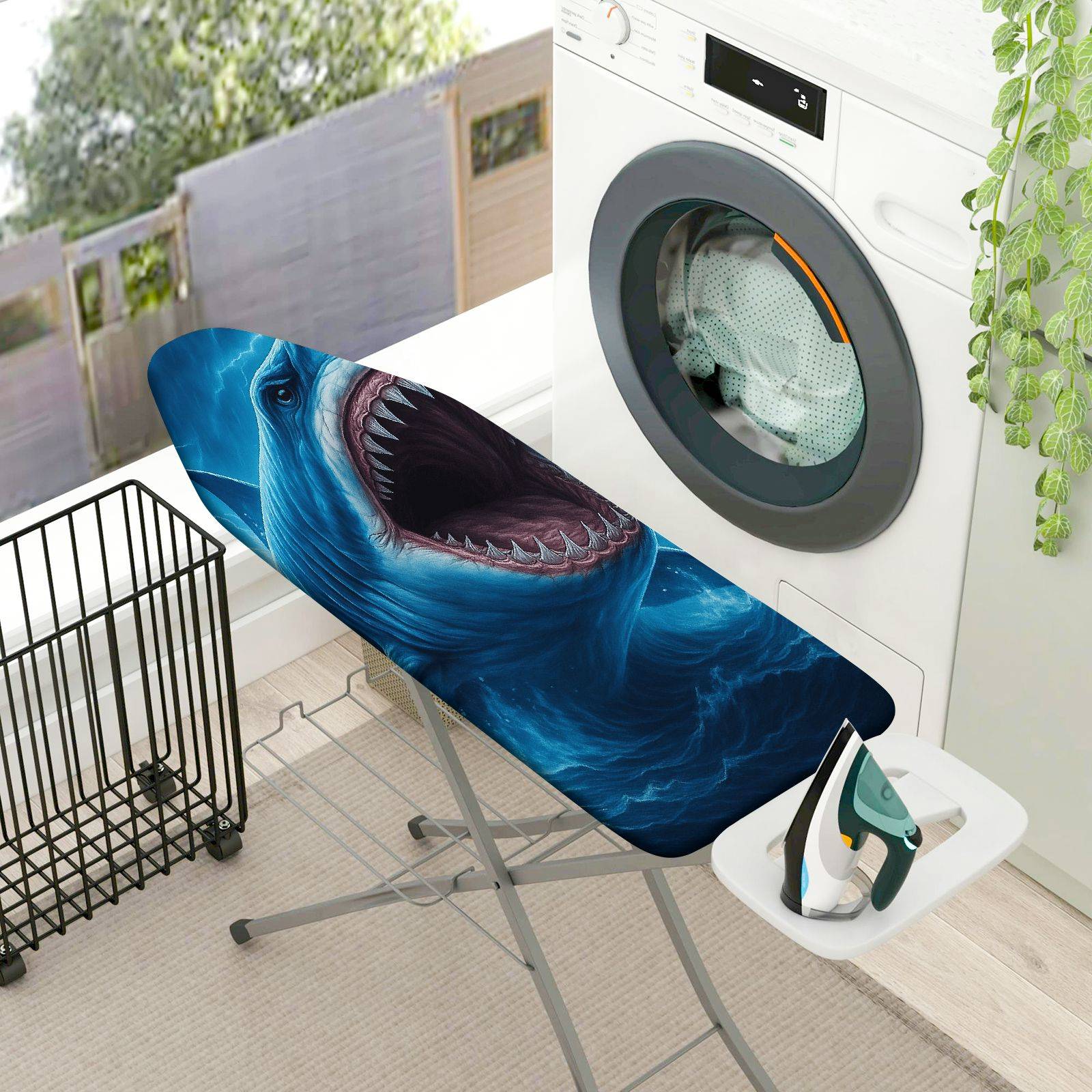 1-Piece Shark Ocean Art Cool  Ironing Board Cover, Universal Size, Without Board