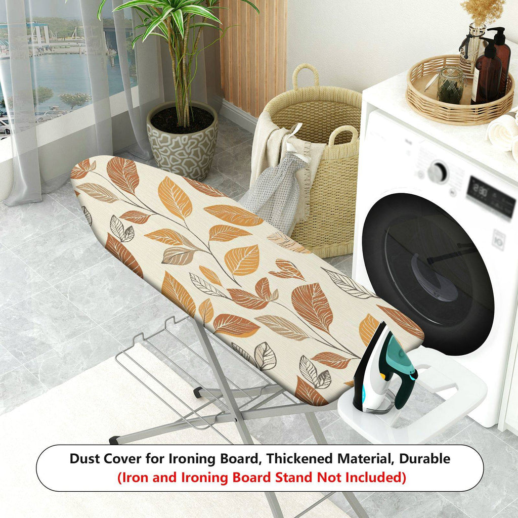 1-Piece Leaf Pattern Autumn Brown Beige  Ironing Board Cover, Universal Size, Without Board