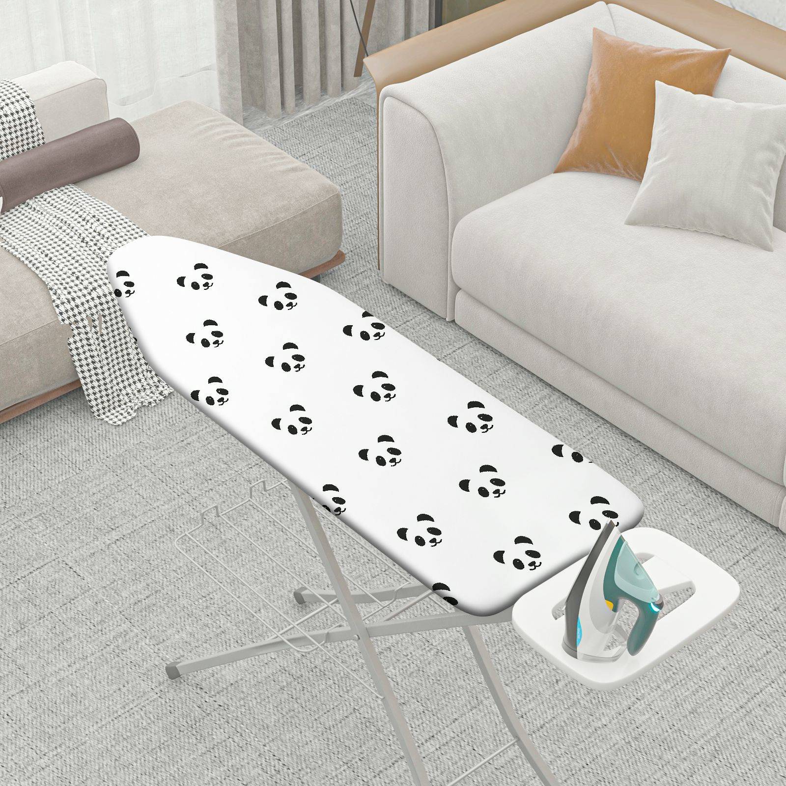 1-Piece Black Panda Pattern  Animal  Ironing Board Cover, Universal Size, Without Board