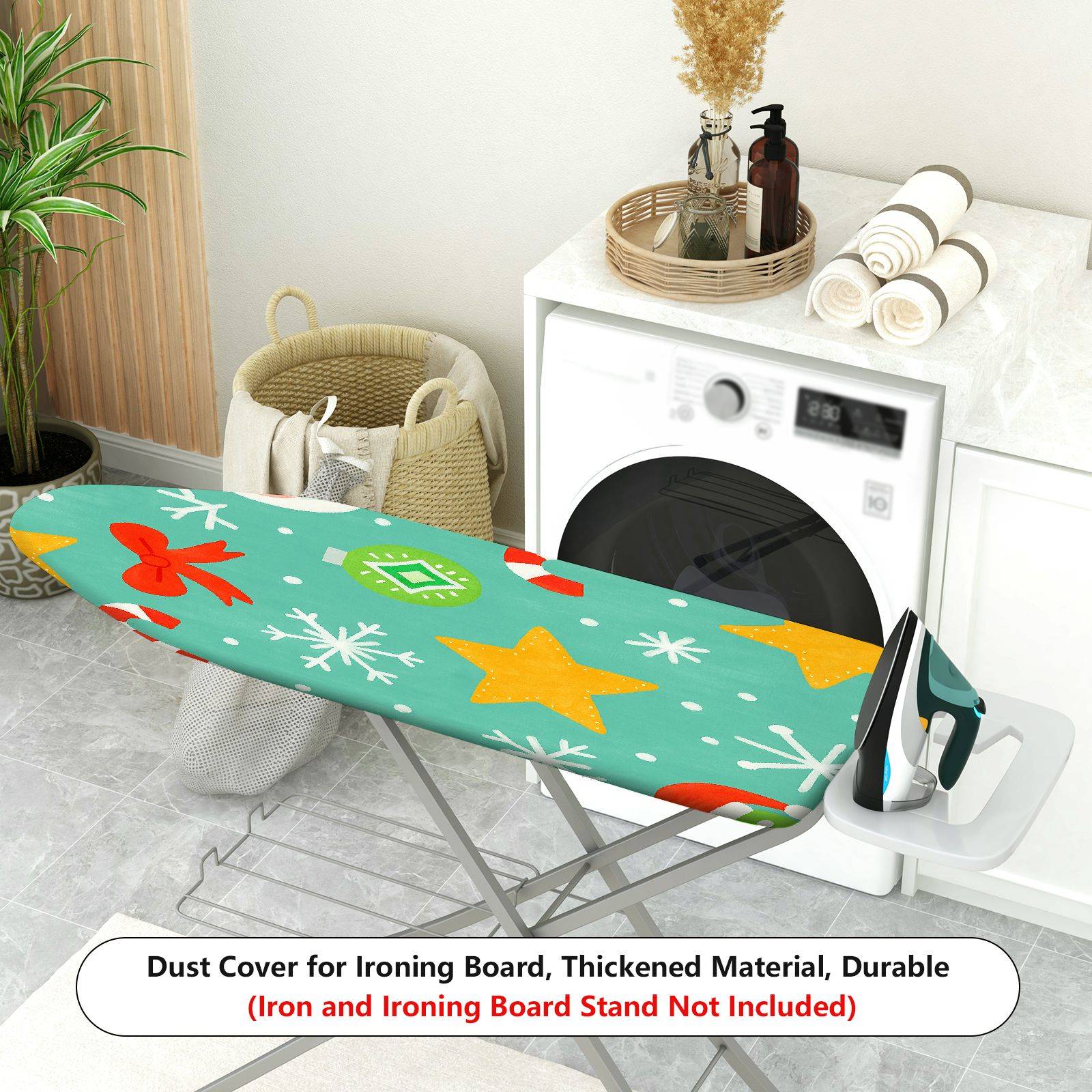 1-Piece Christmas Snowflake Candy Cane  Ironing Board Cover, Universal Size, Without Board