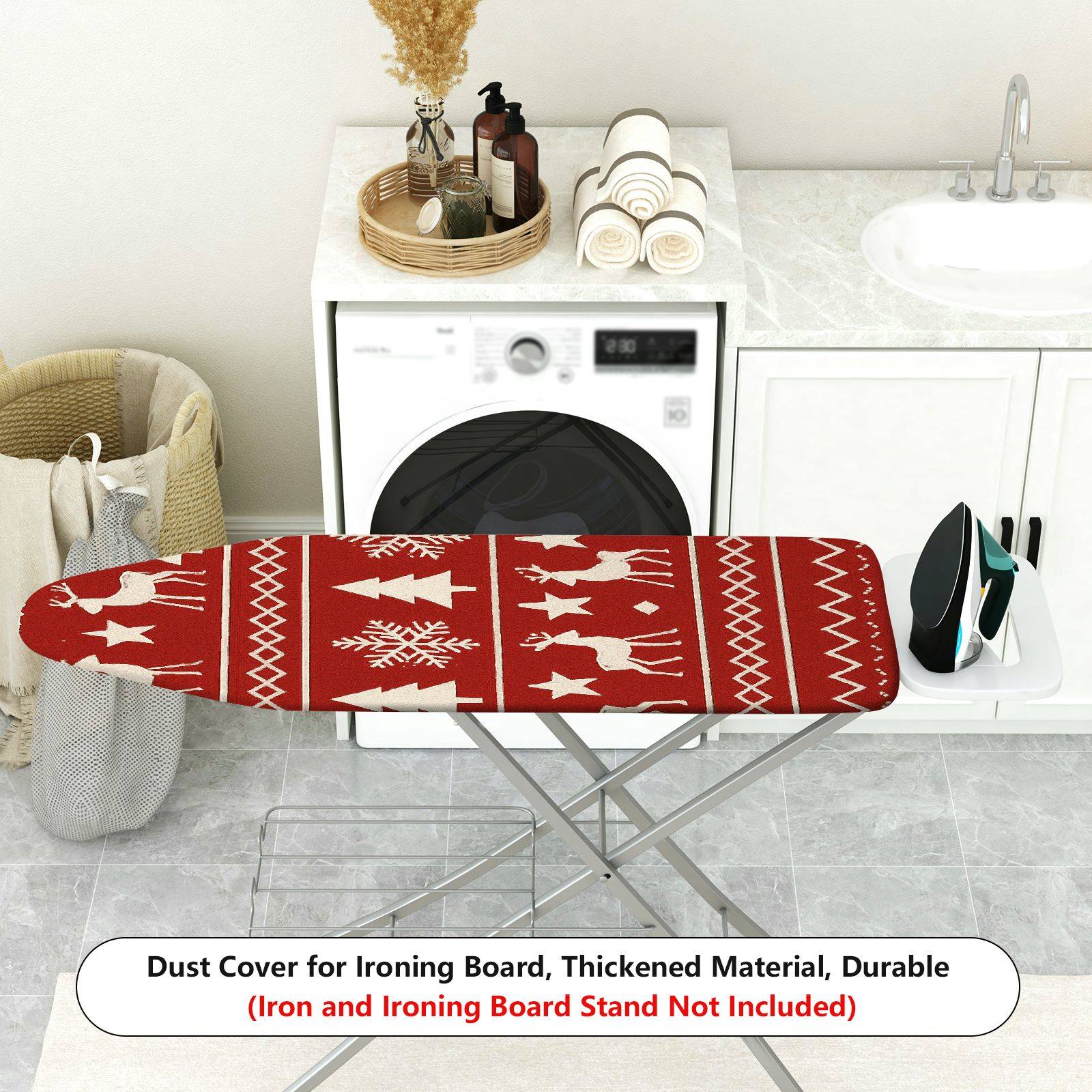 1-Piece Christmas Snowflake Reindeer  Ironing Board Cover, Universal Size, Without Board