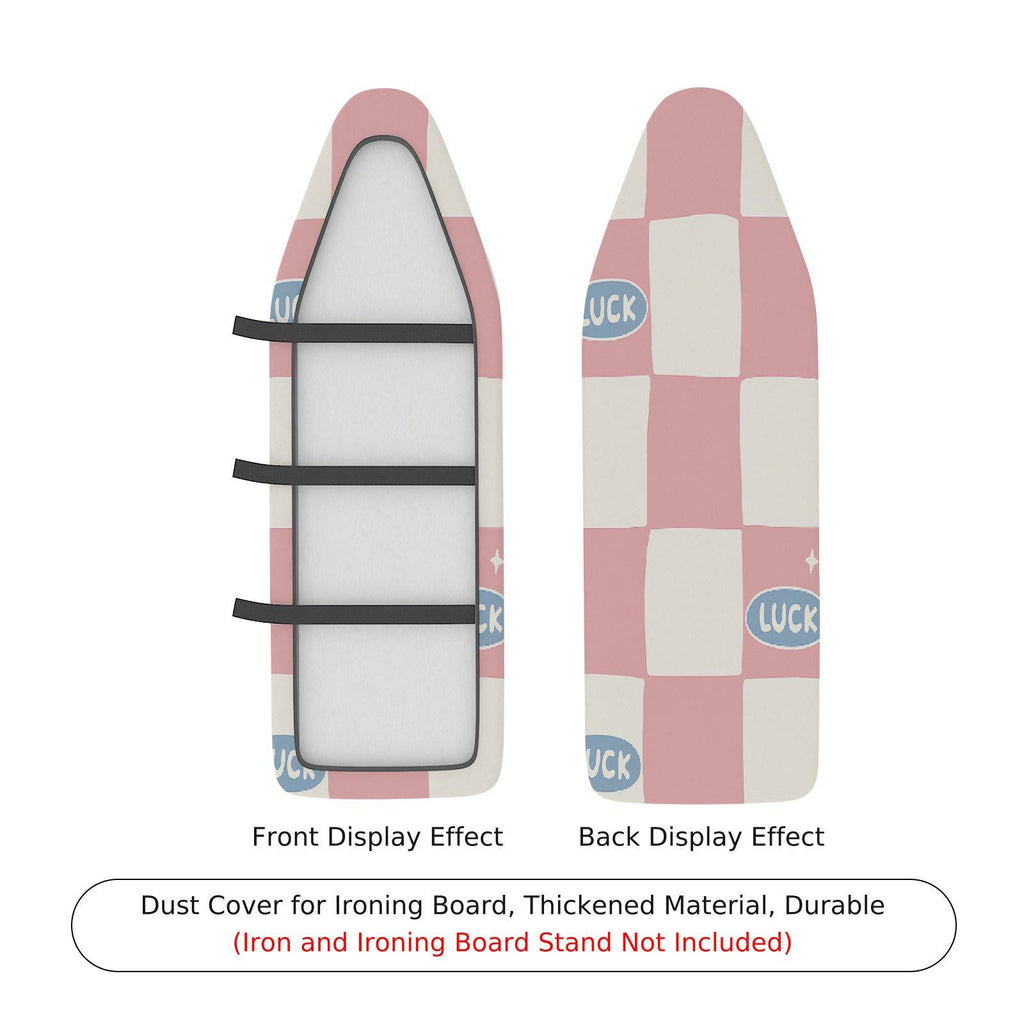 1-Piece Pink Checkered Luck  Ironing Board Cover, Universal Size, Without Board