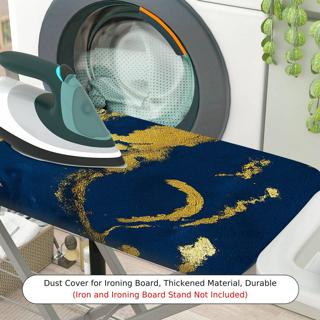 1-Piece Abstract Marble Gold Blue  Ironing Board Cover, Universal Size, Without Board