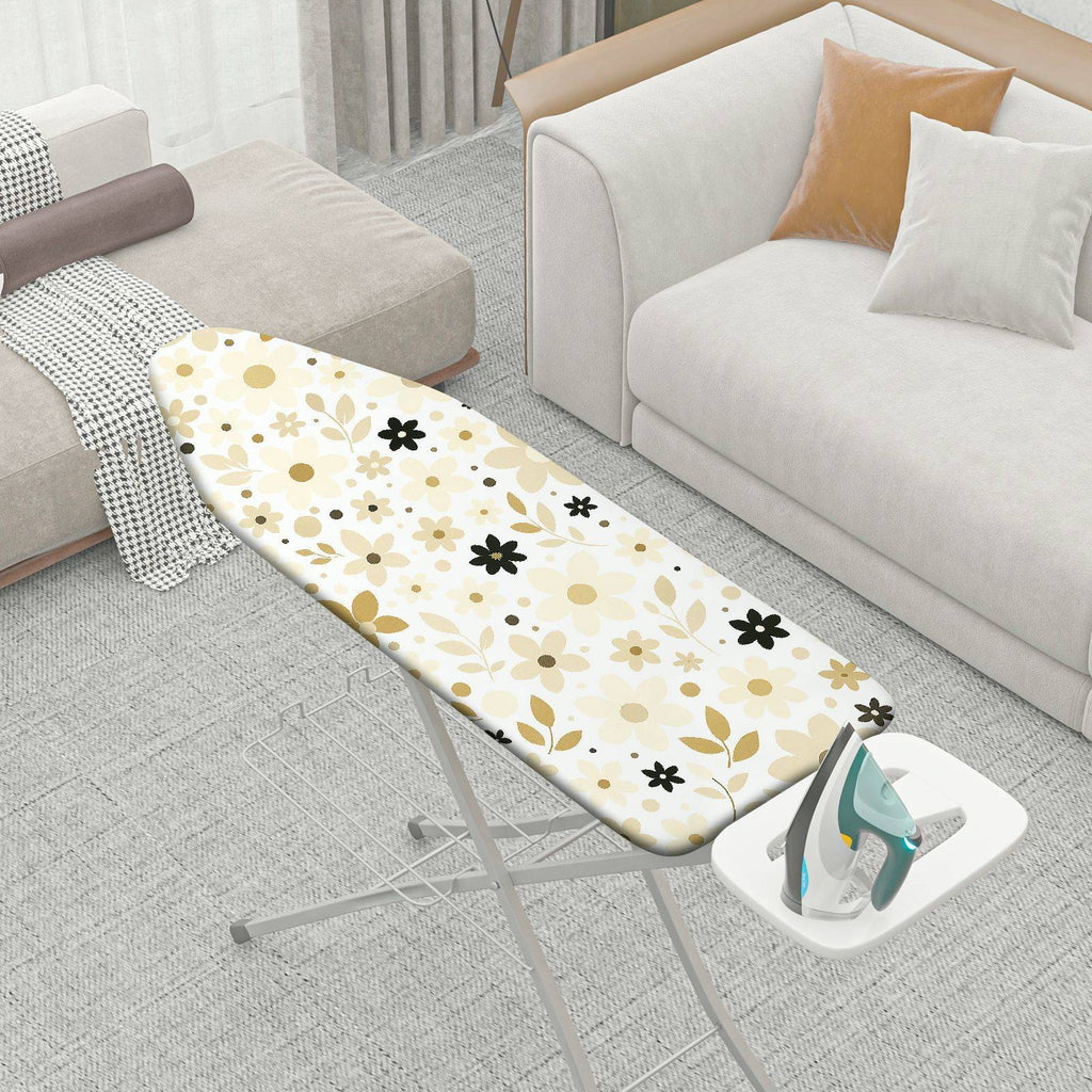 1-Piece Floral Leaf Pattern Beige Flowers  Ironing Board Cover, Universal Size, Without Board