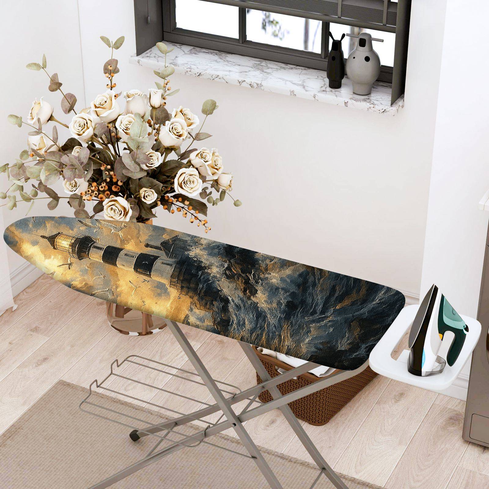 1-Piece Lighthouse Ocean Sea  Ironing Board Cover, Universal Size, Without Board