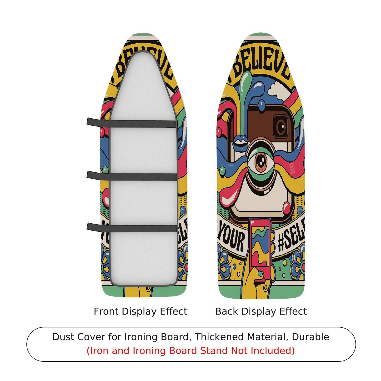 1-Piece Colorful Retro Camera Graphic  Ironing Board Cover, Universal Size, Without Board