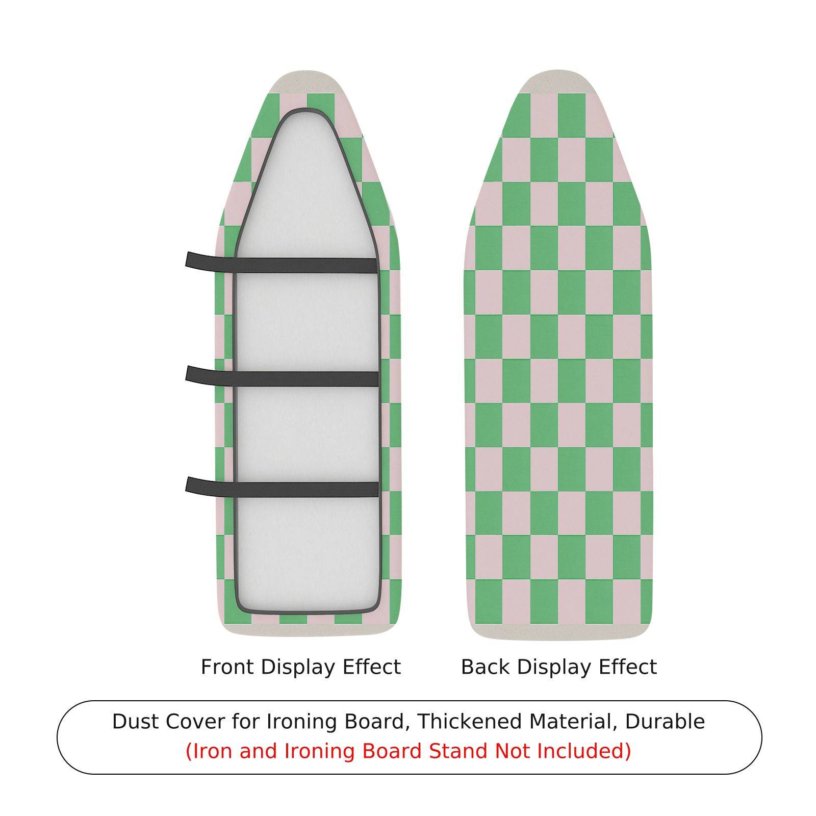1-Piece Checkerboard Pattern Green Pink  Ironing Board Cover, Universal Size, Without Board