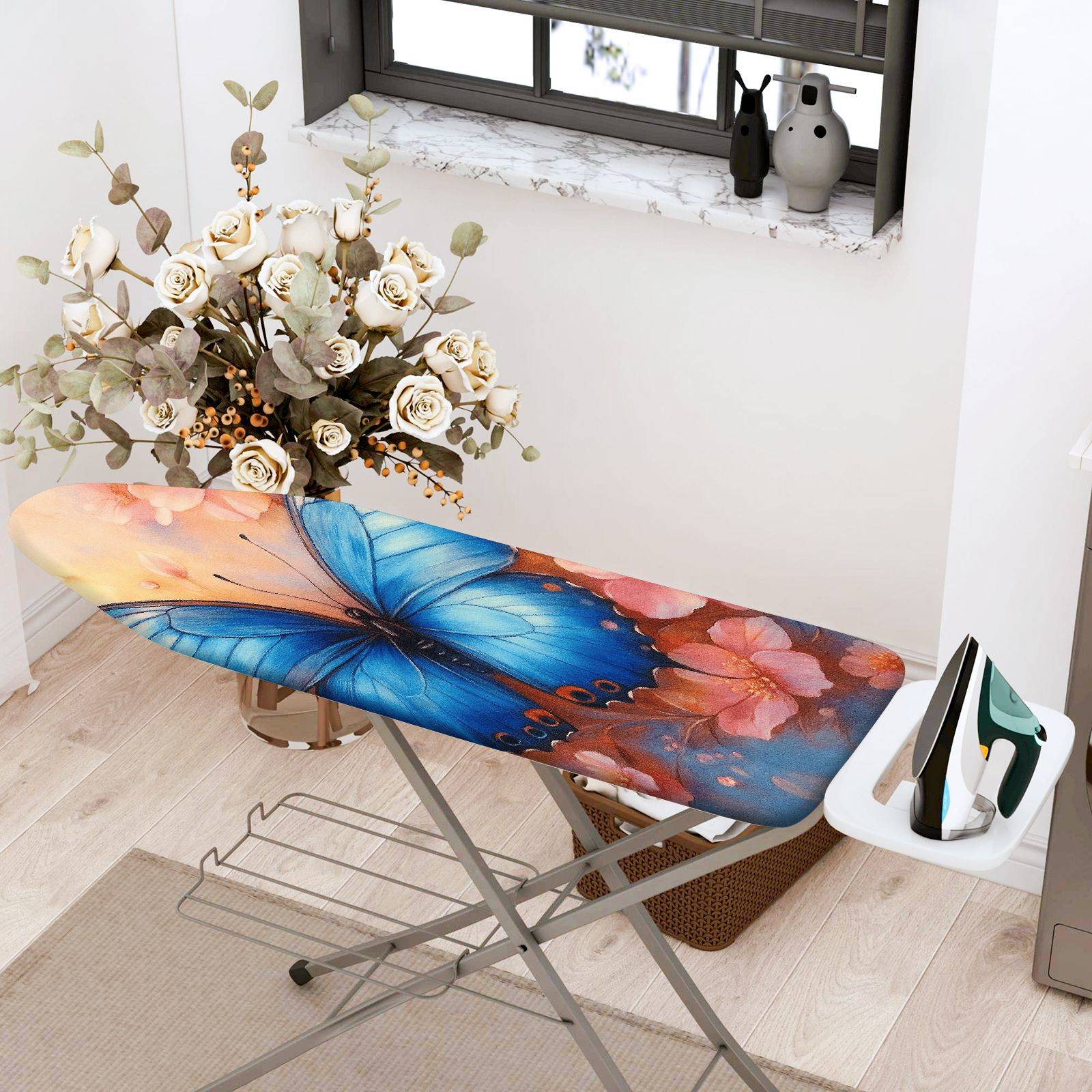 1-Piece Butterfly Floral Pink  Ironing Board Cover, Universal Size, Without Board