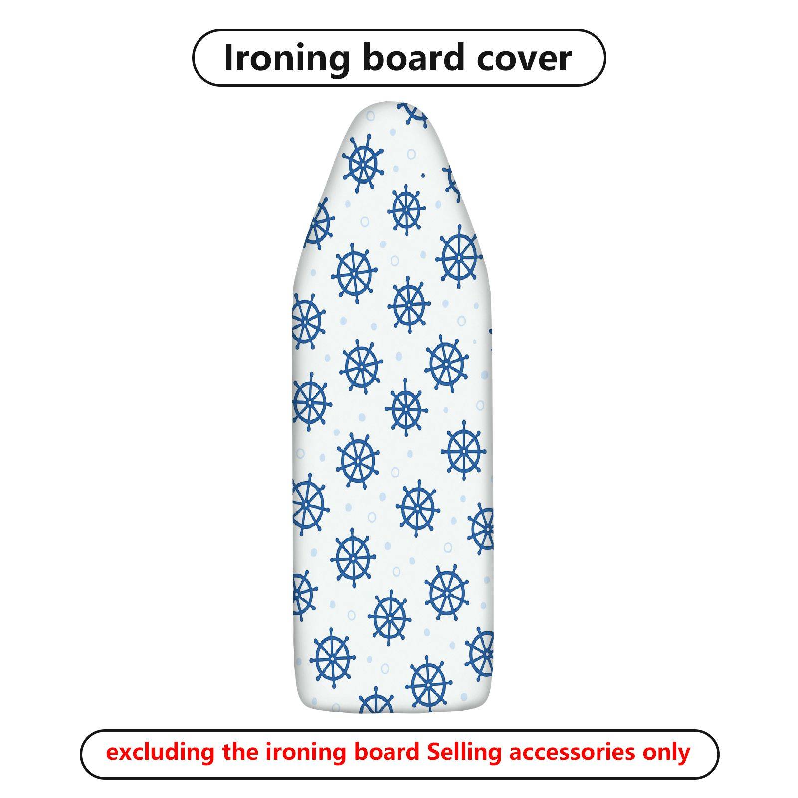 1-Piece Nautical Ship Wheel Ocean  Ironing Board Cover, Universal Size, Without Board
