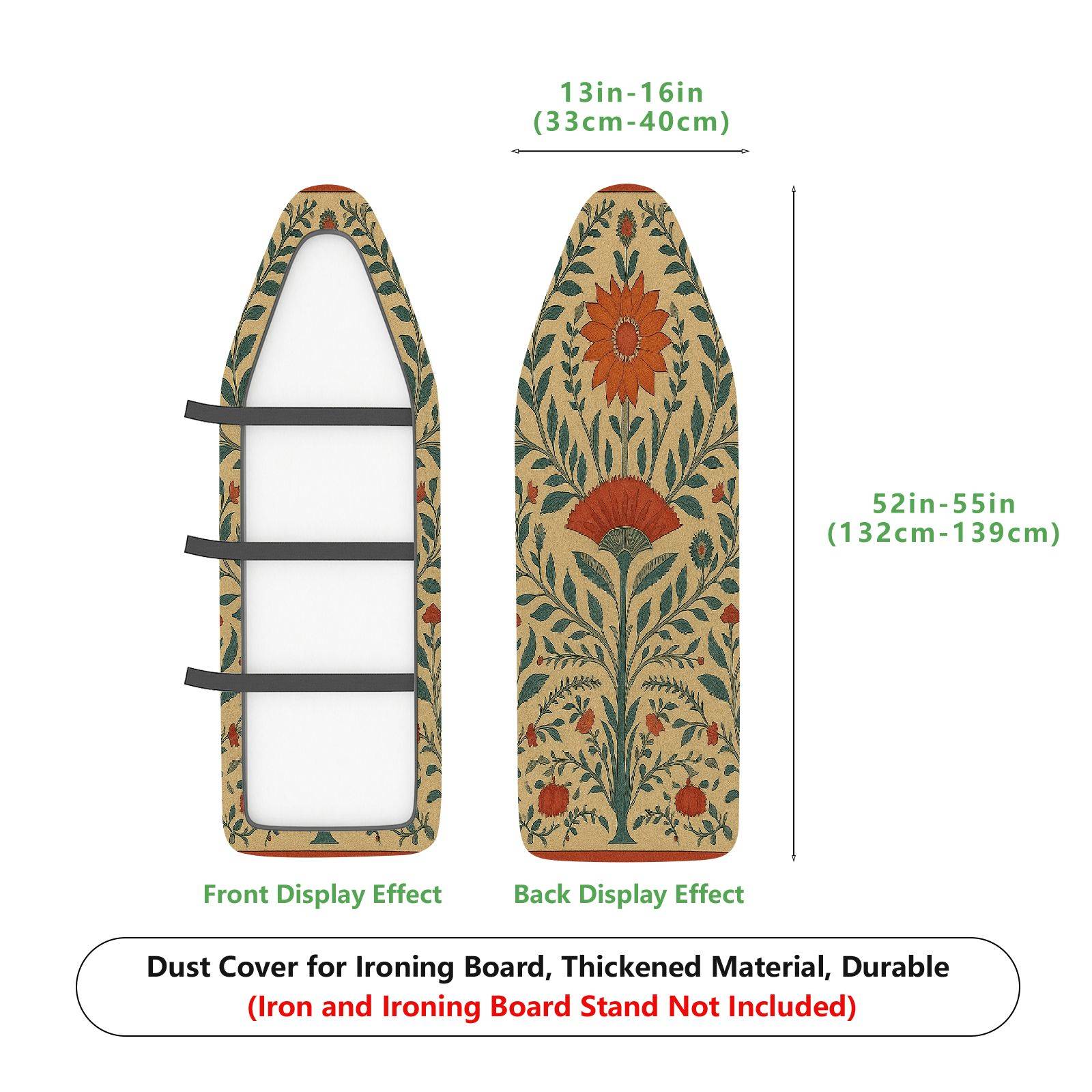 1-Piece Floral Pattern Green Beige  Ironing Board Cover, Universal Size, Without Board