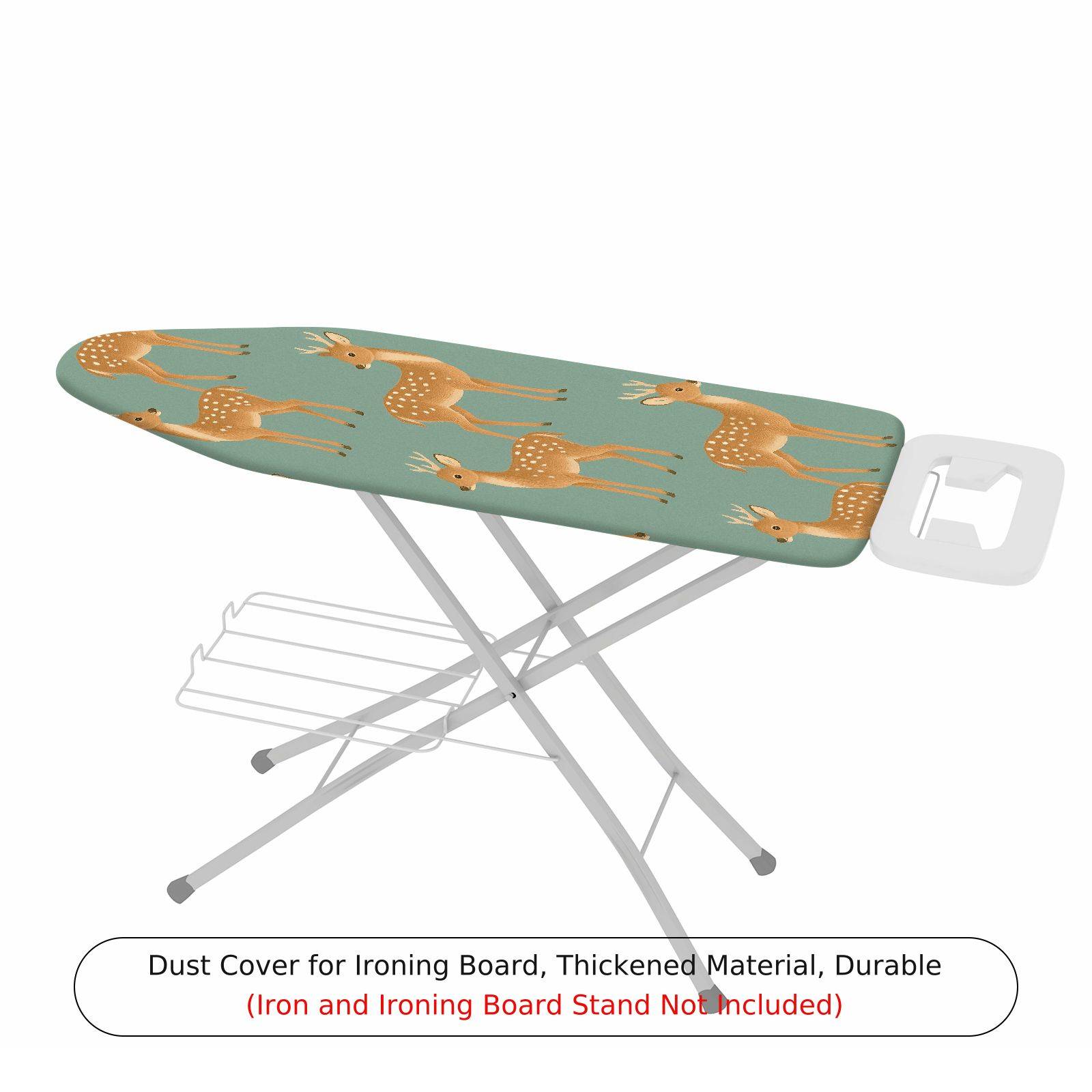 1-Piece Deer Pattern Green Animals  Ironing Board Cover, Universal Size, Without Board