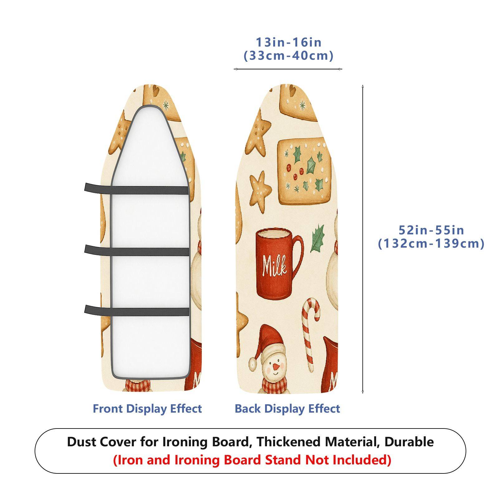 1-Piece Christmas Snowman Cookie Holiday  Ironing Board Cover, Universal Size, Without Board