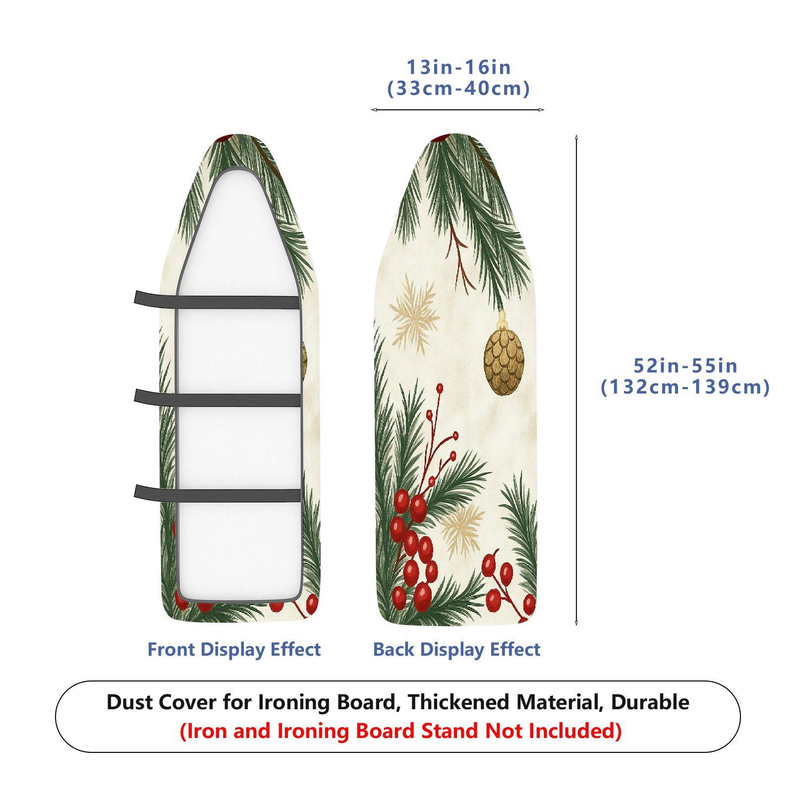 1-Piece Christmas Pine Cone Berry  Ironing Board Cover, Universal Size, Without Board