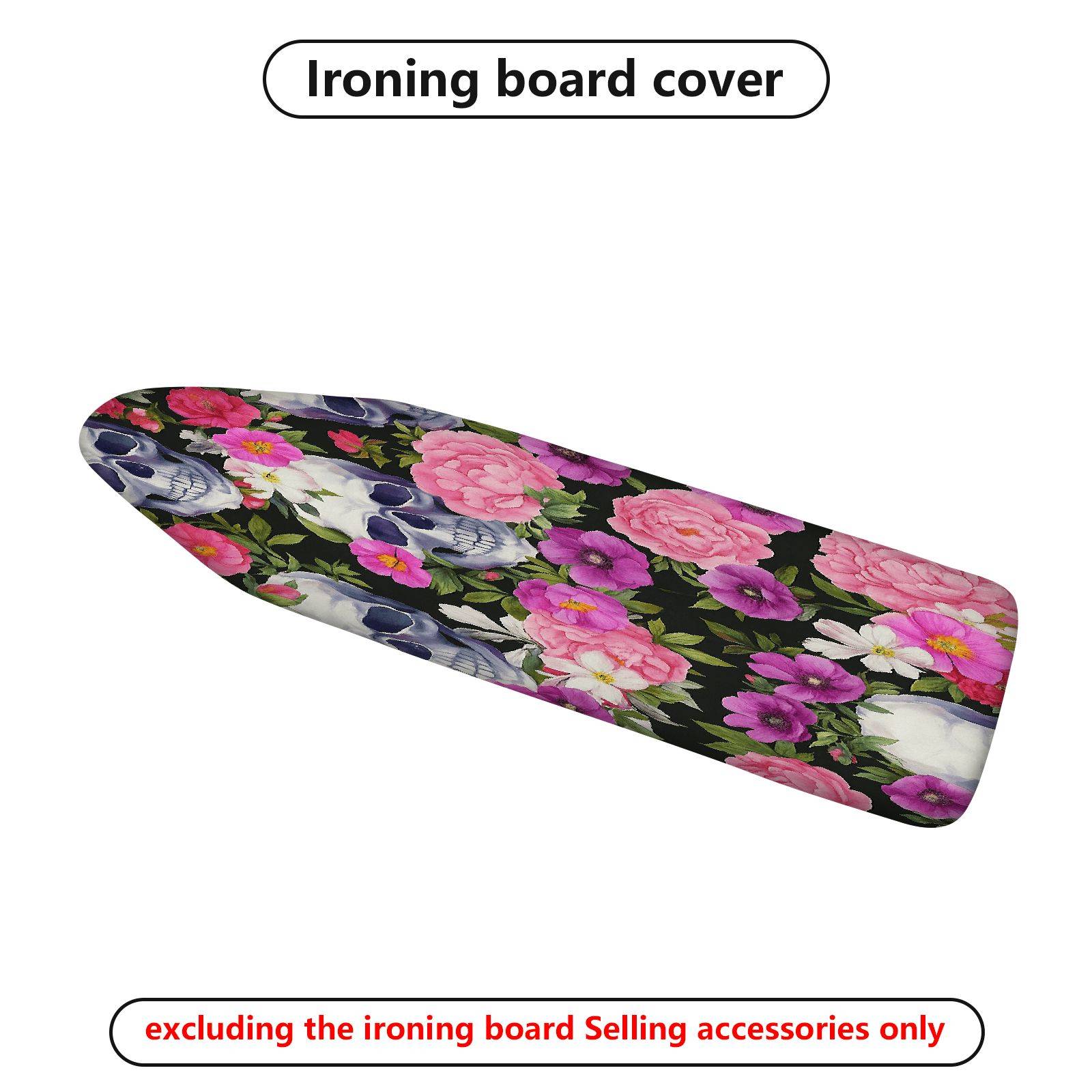 1-Piece Floral Skull Pink  Ironing Board Cover, Universal Size, Without Board