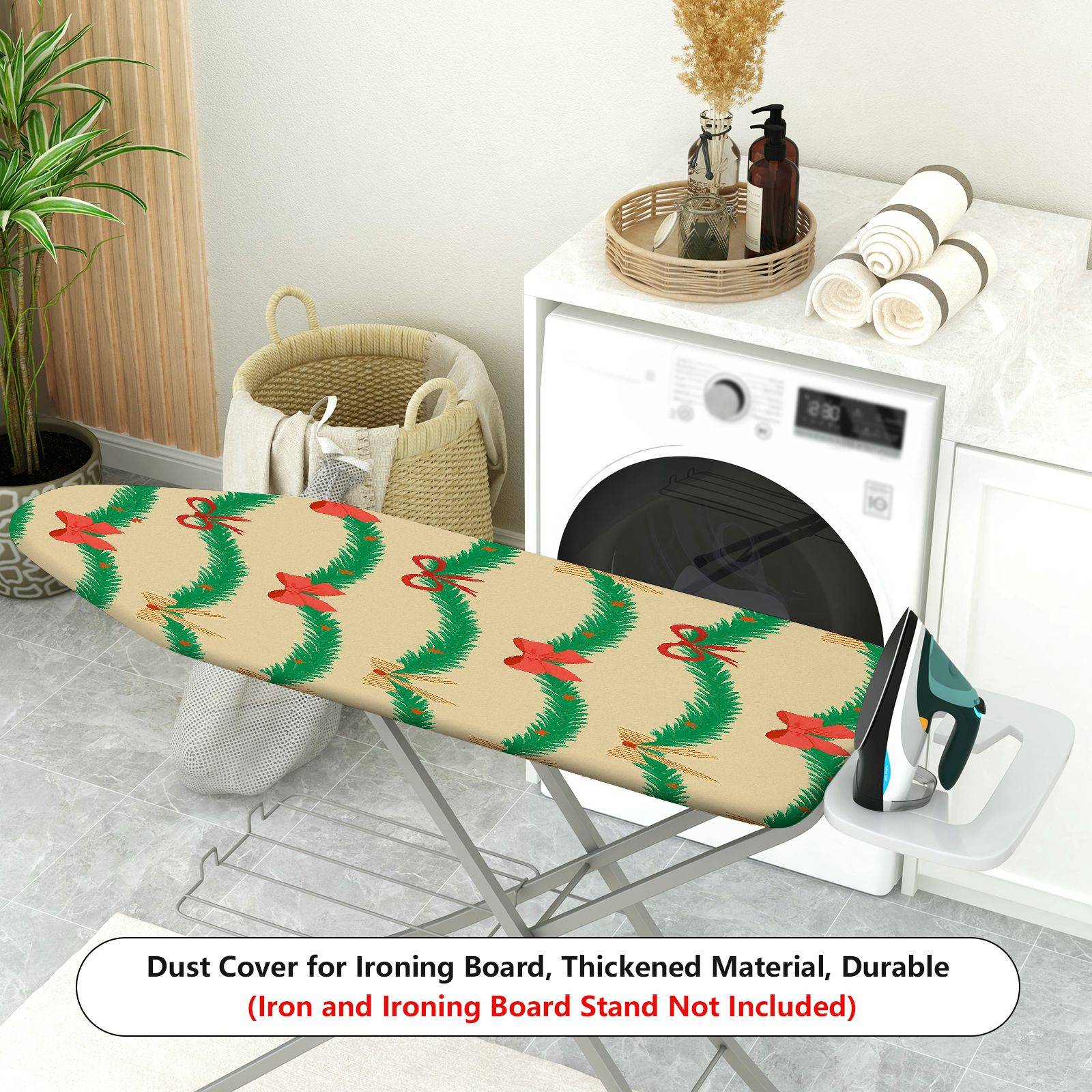 1-Piece Christmas Bow Garland  Ironing Board Cover, Universal Size, Without Board