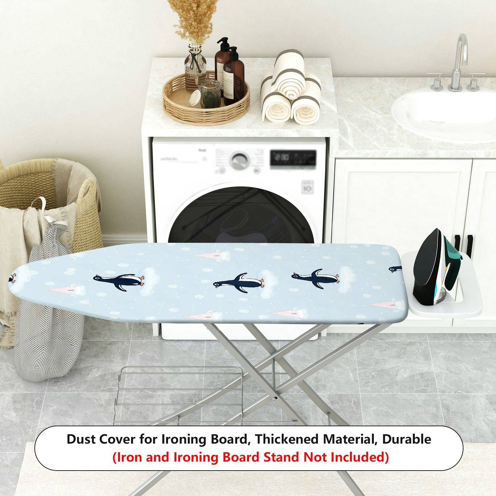 1-Piece Penguin Snowflake Christmas  Ironing Board Cover, Universal Size, Without Board