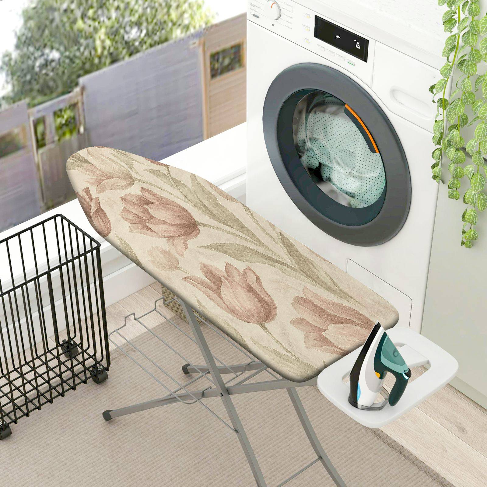 1-Piece Floral Pattern Beige Tulip  Ironing Board Cover, Universal Size, Without Board