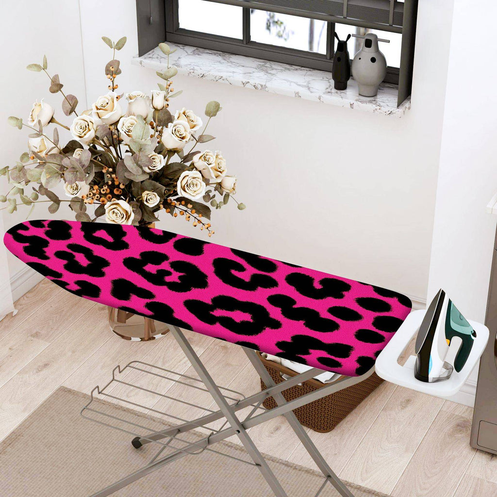1-Piece Leopard Print Pink Black  Ironing Board Cover, Universal Size, Without Board