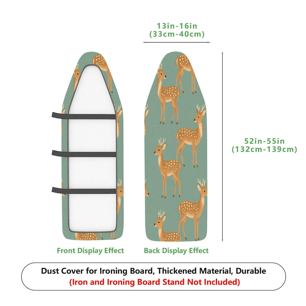 1-Piece Deer Pattern Green Animals  Ironing Board Cover, Universal Size, Without Board