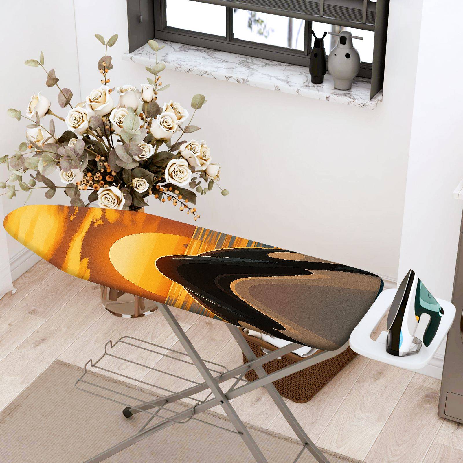 1-Piece Sunset Beach Ocean  Ironing Board Cover, Universal Size, Without Board