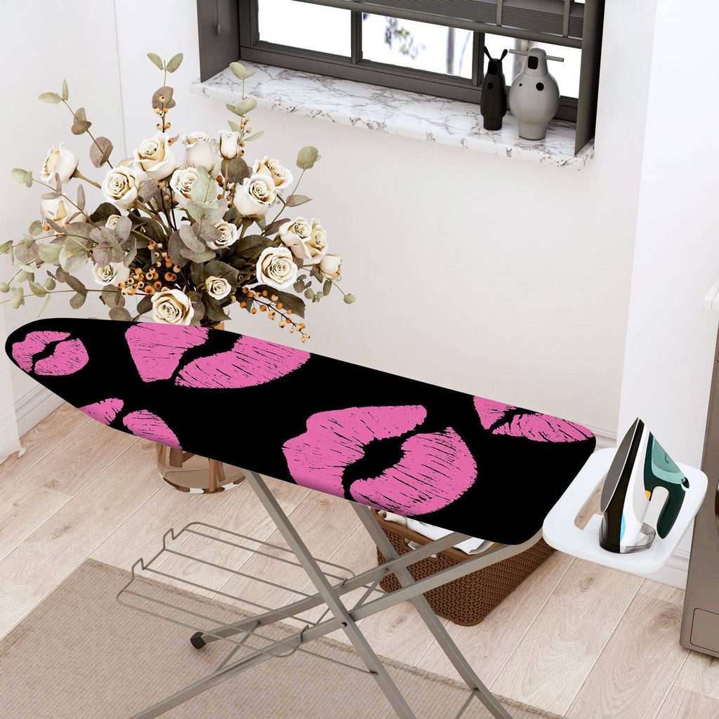 1-Piece Kiss Lip Pattern Pink Black  Ironing Board Cover, Universal Size, Without Board