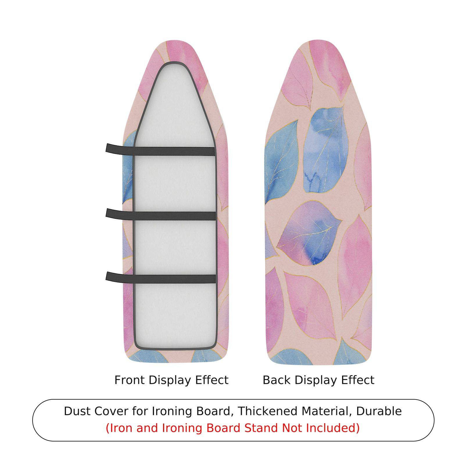 1-Piece Pink Blue Leaf Pattern  Ironing Board Cover, Universal Size, Without Board