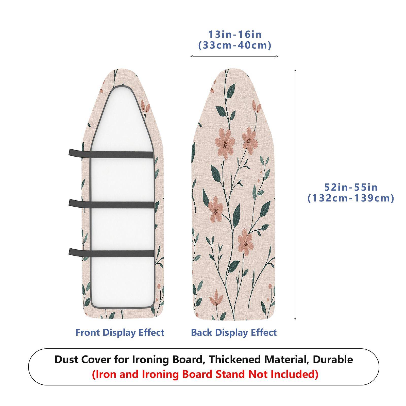 1-Piece Floral Beige Leaf  Ironing Board Cover, Universal Size, Without Board