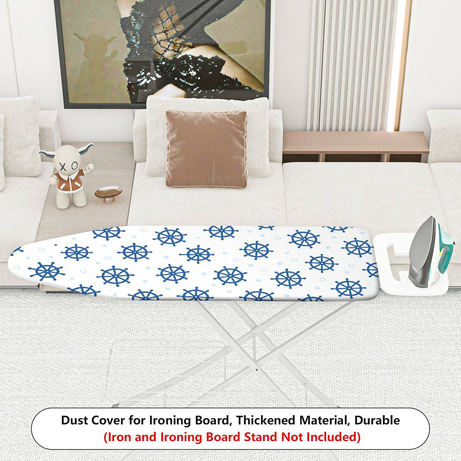 1-Piece Nautical Ship Wheel Ocean  Ironing Board Cover, Universal Size, Without Board