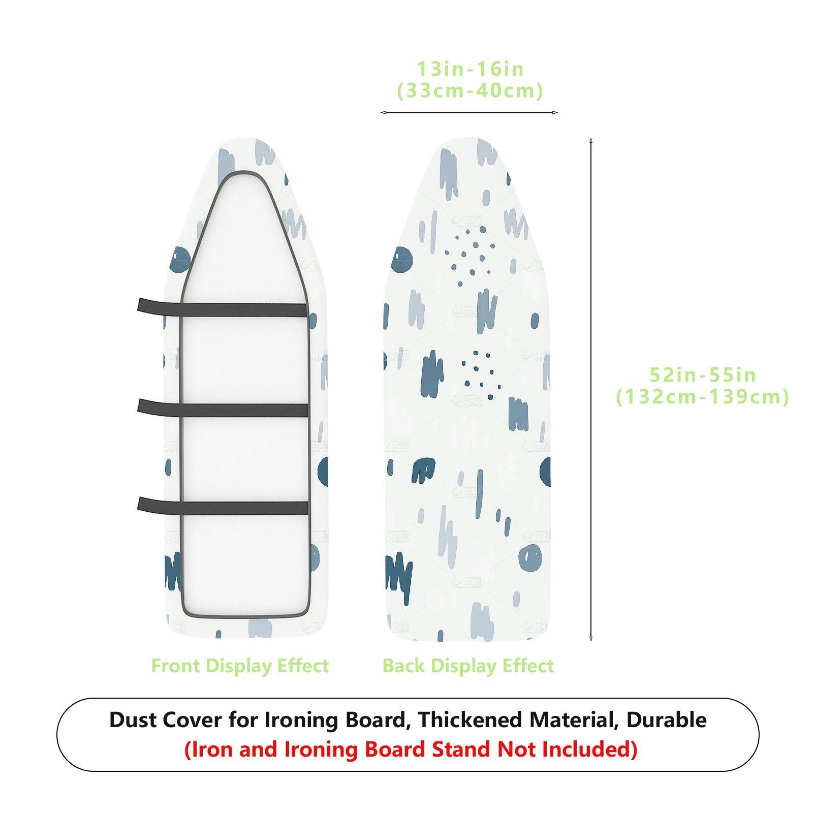 1-Piece Abstract Art Pattern White Blue Splash  Ironing Board Cover, Universal Size, Without Board