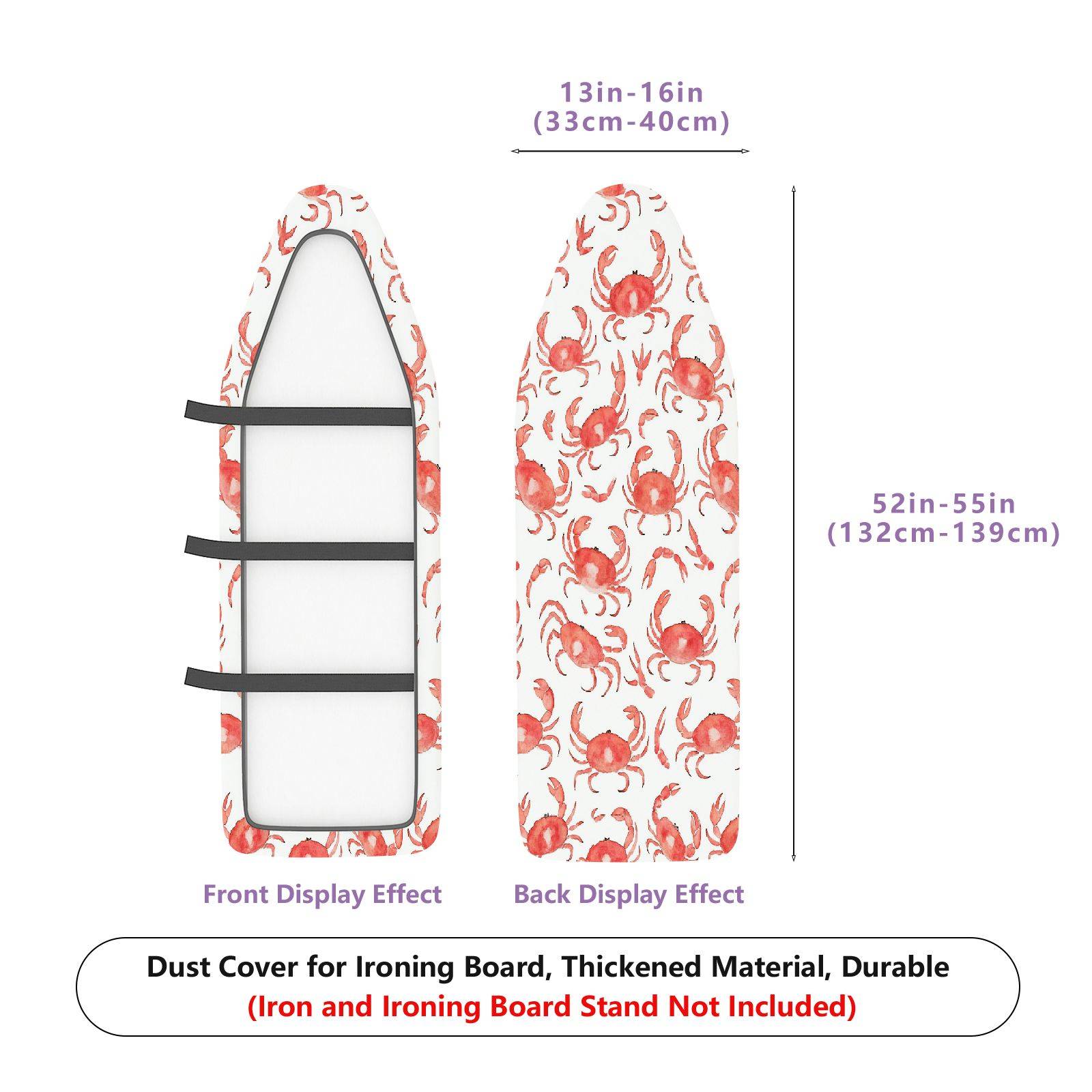 1-Piece Crab Ocean Nautical  Ironing Board Cover, Universal Size, Without Board