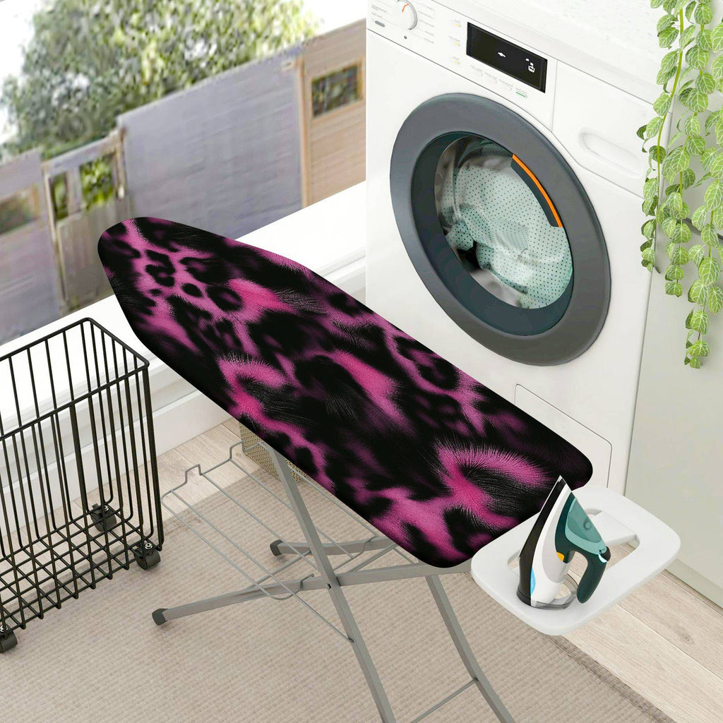 1-Piece Leopard Print Pink Black  Ironing Board Cover, Universal Size, Without Board