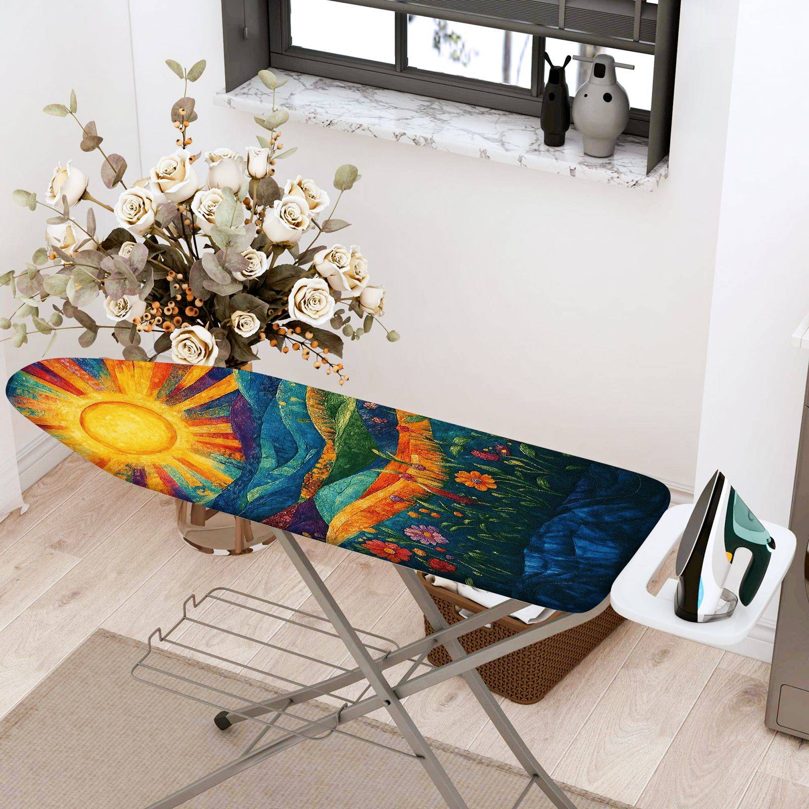 1-Piece Sunflower Abstract Artistic  Ironing Board Cover, Universal Size, Without Board