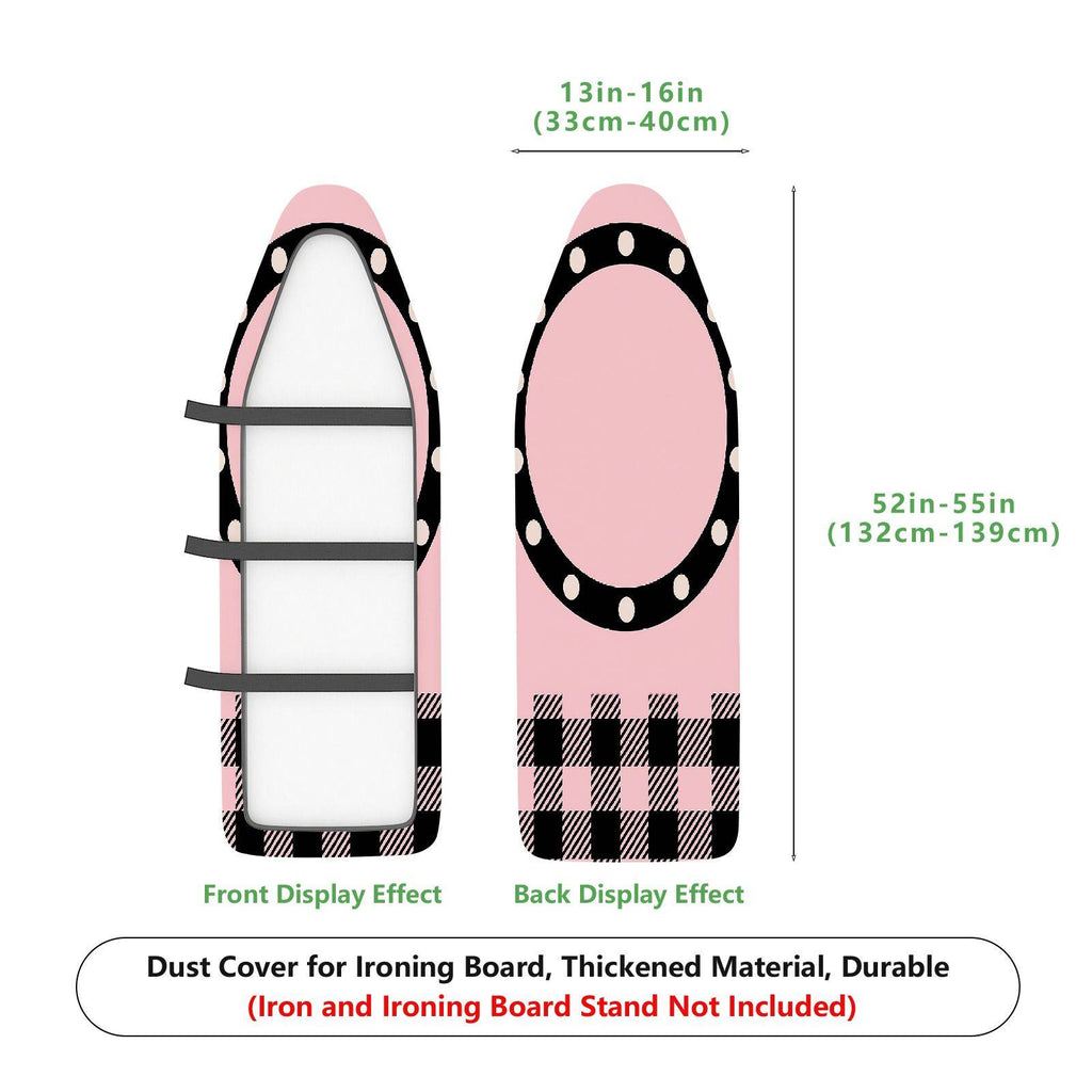 1-Piece Pink Plaid Polka Dot  Ironing Board Cover, Universal Size, Without Board