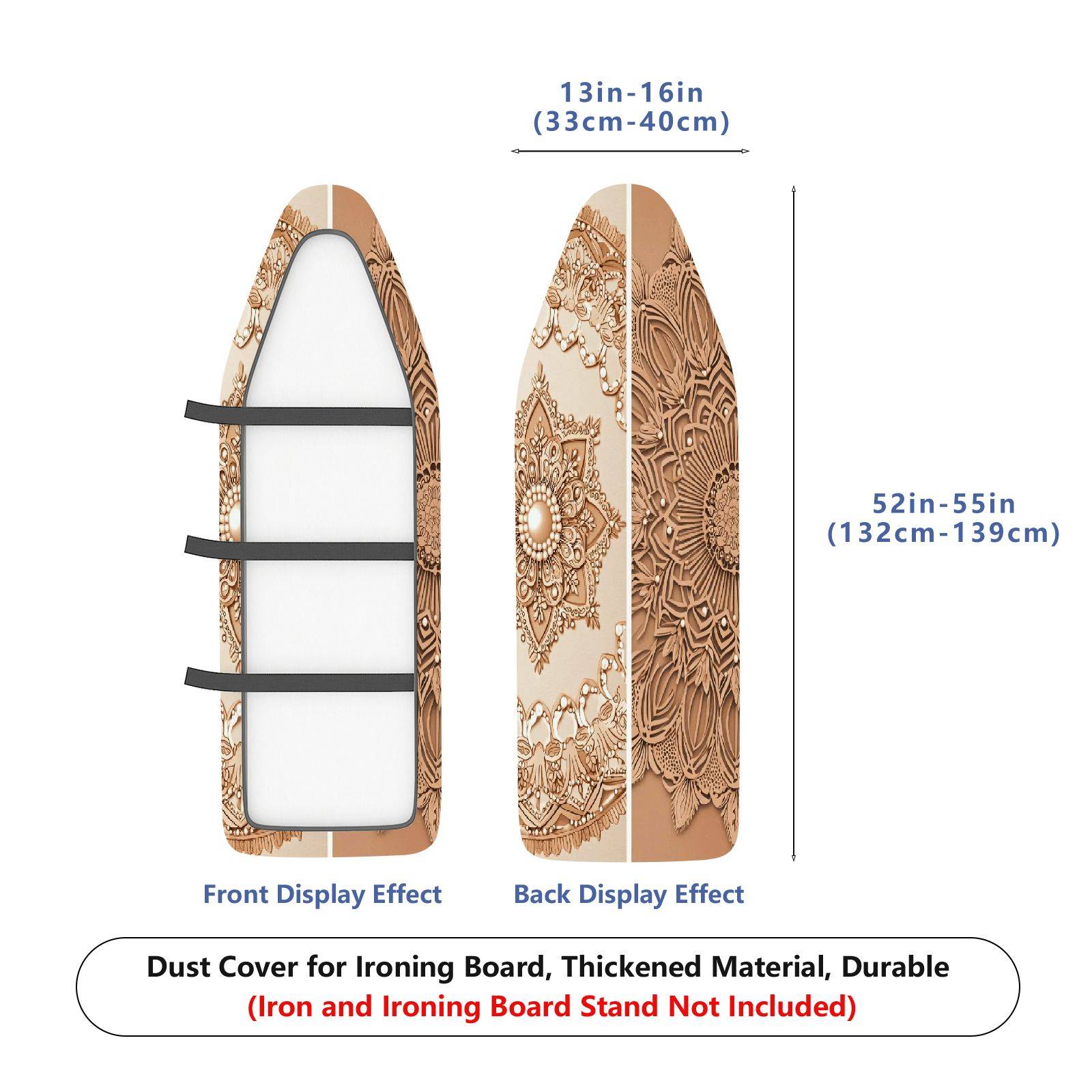 1-Piece Mandala Beige Decorative  Ironing Board Cover, Universal Size, Without Board