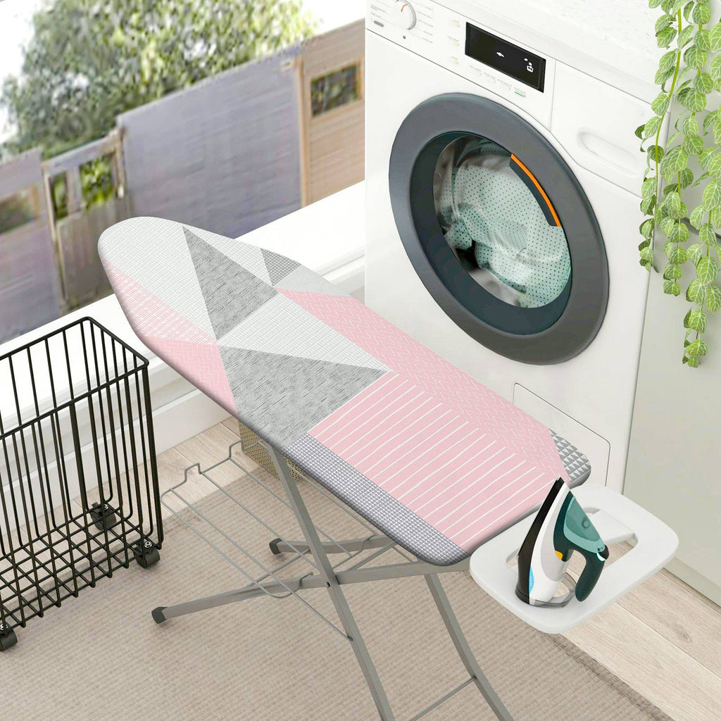 1-Piece Geometric Pink Grey  Ironing Board Cover, Universal Size, Without Board
