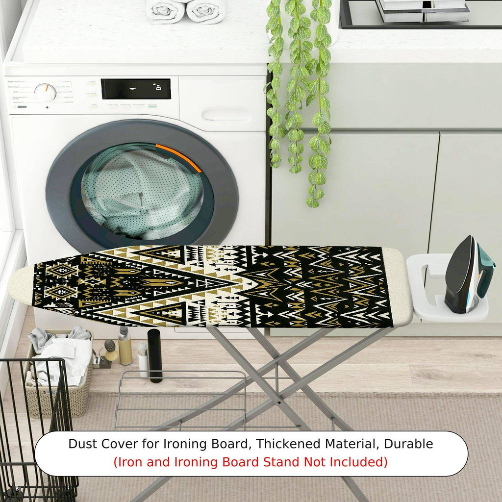 1-Piece Geometric Black Beige Pattern  Ironing Board Cover, Universal Size, Without Board