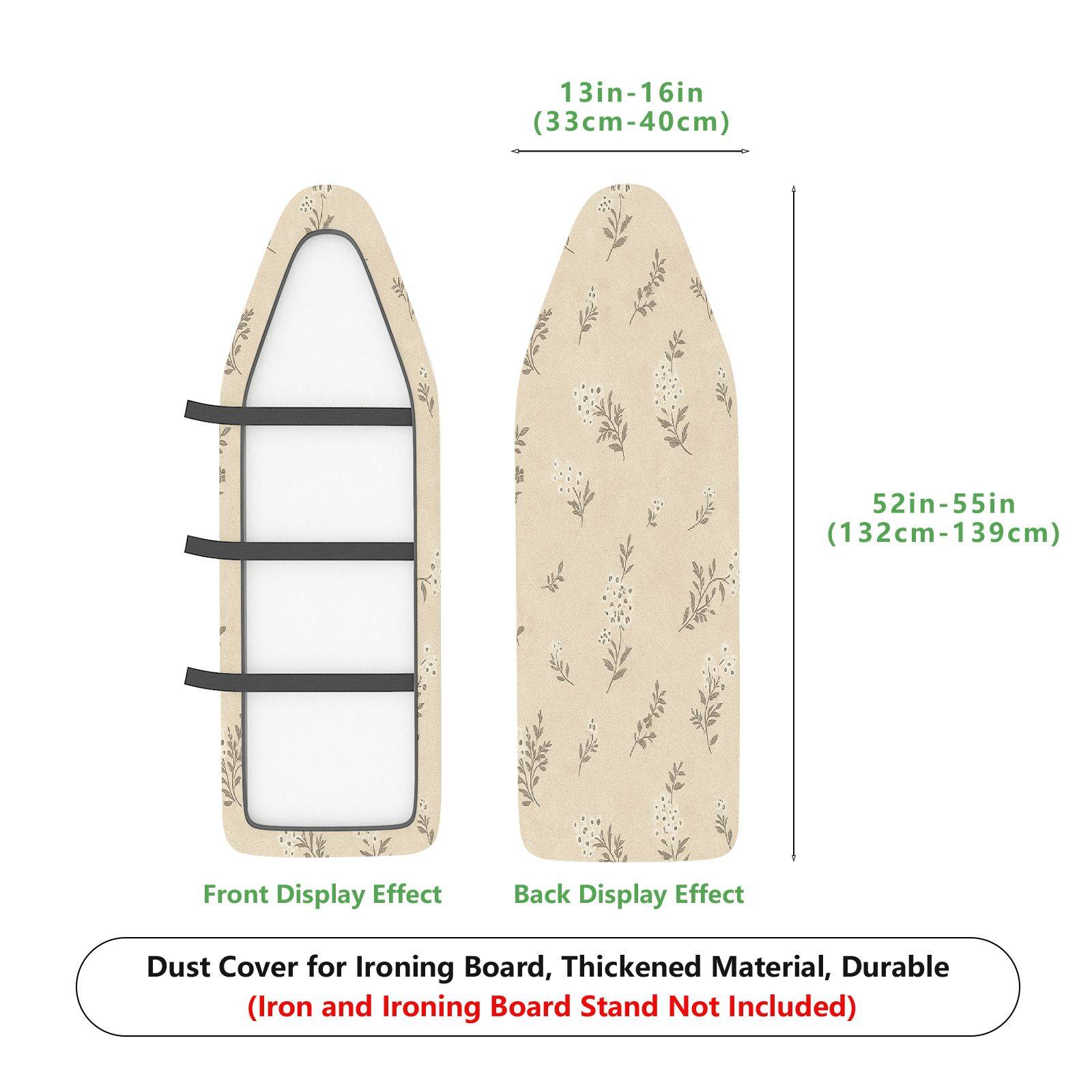 1-Piece Floral Beige Pattern  Ironing Board Cover, Universal Size, Without Board