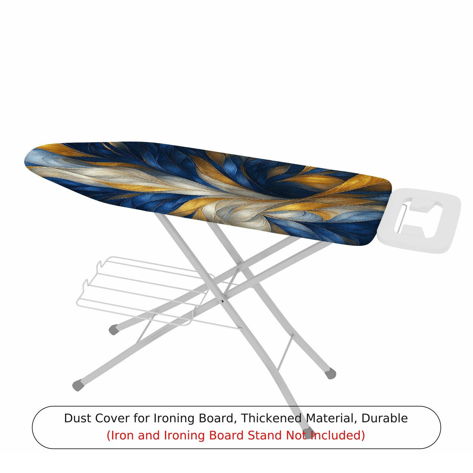 1-Piece Abstract Swirl Blue Gold  Ironing Board Cover, Universal Size, Without Board