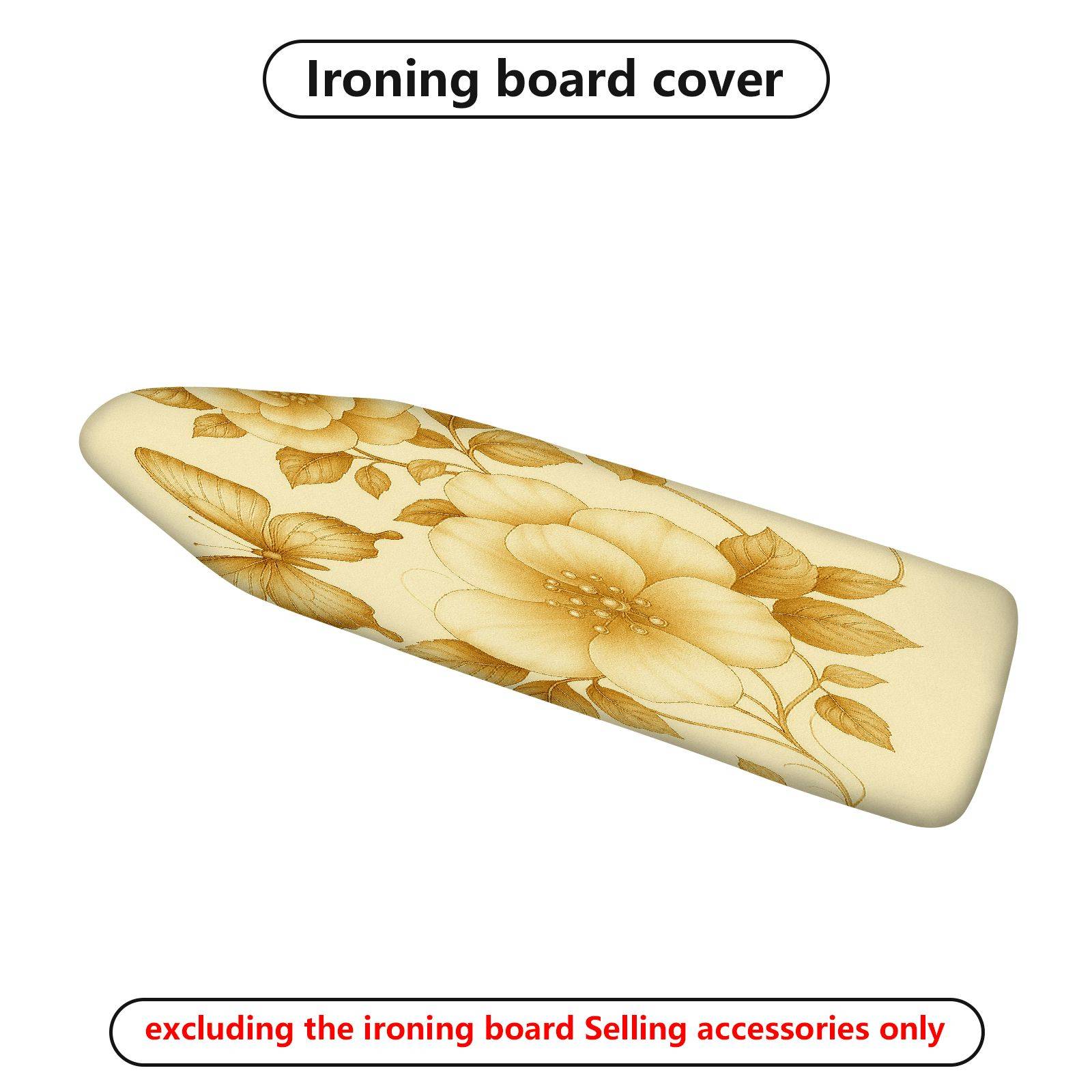 1-Piece Floral Beige Gold  Ironing Board Cover, Universal Size, Without Board